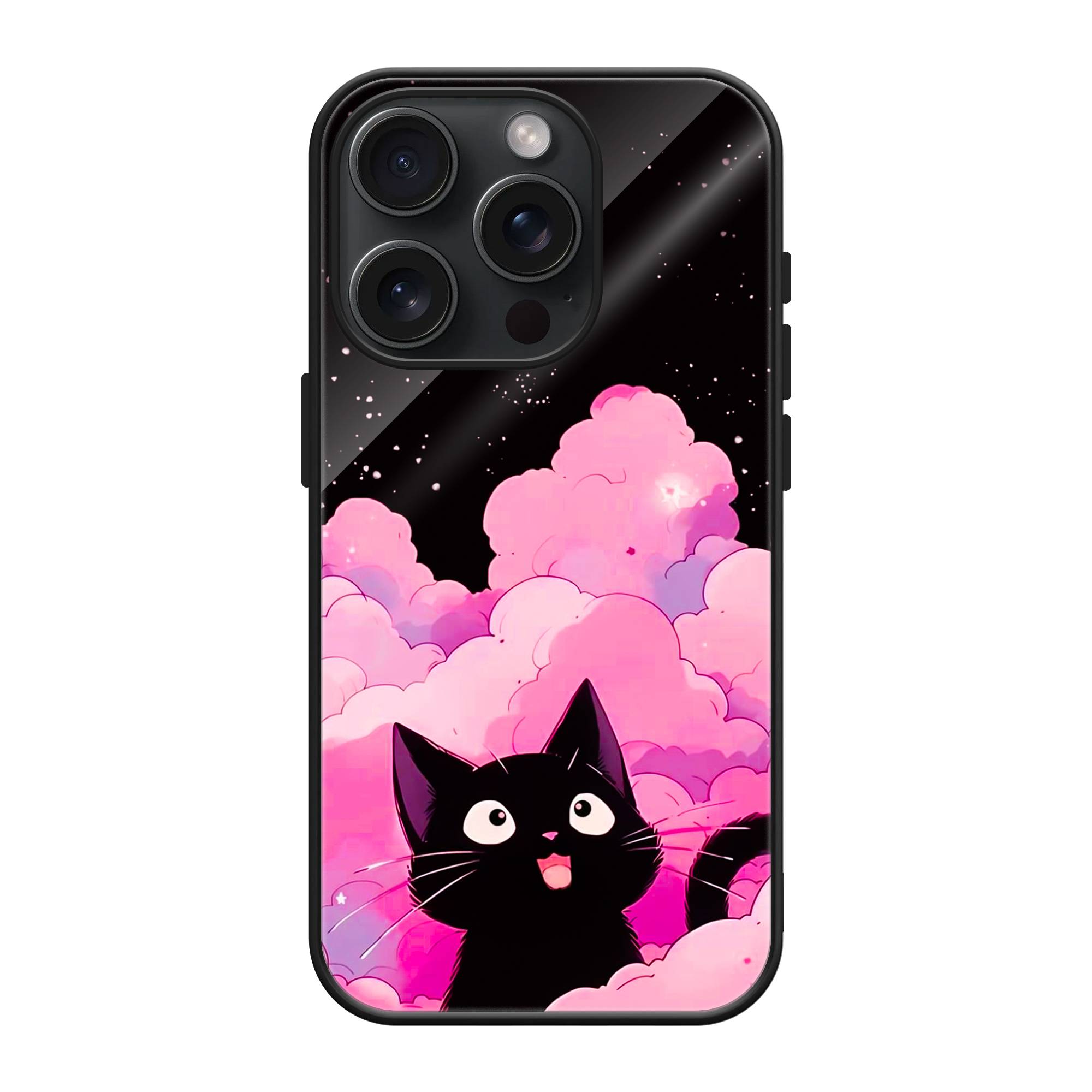 Black Cute Kitty Glass Case image 0