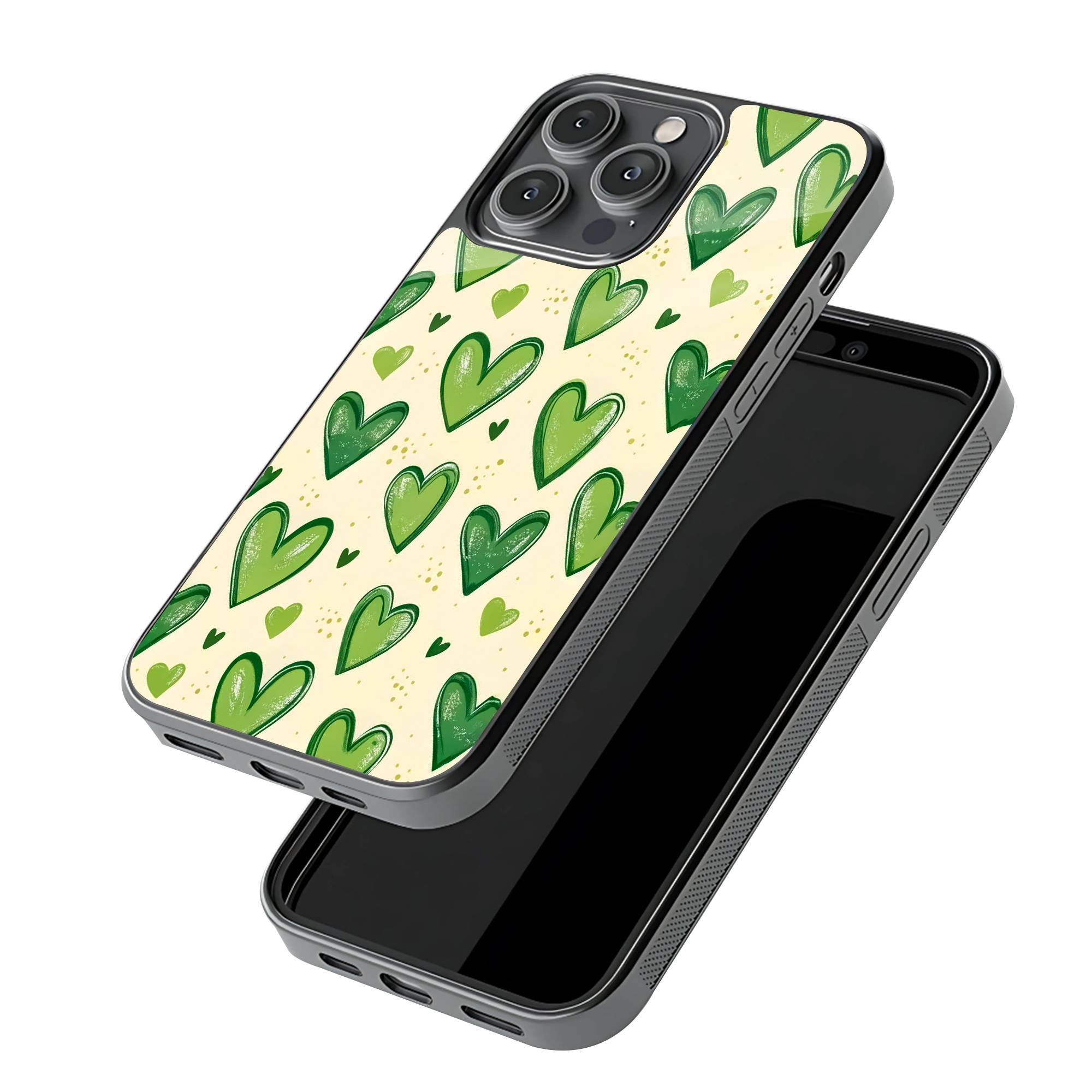 Green Hearts Glass Case image 2