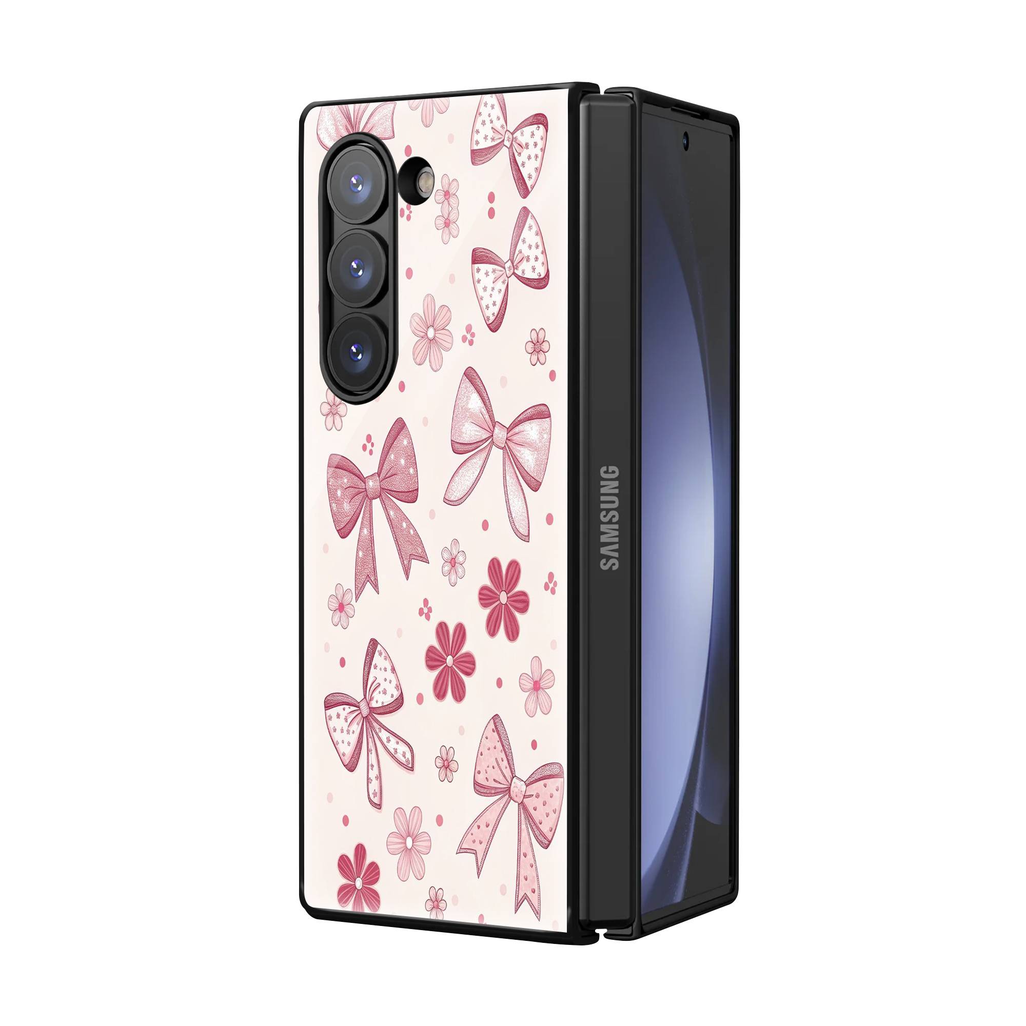 Pink Bow Samsung Z Fold Glass Case image 1