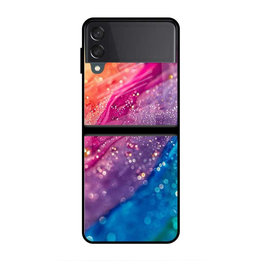 Bright Rainbow Samsung Z Flip 4 Glass Case image 0