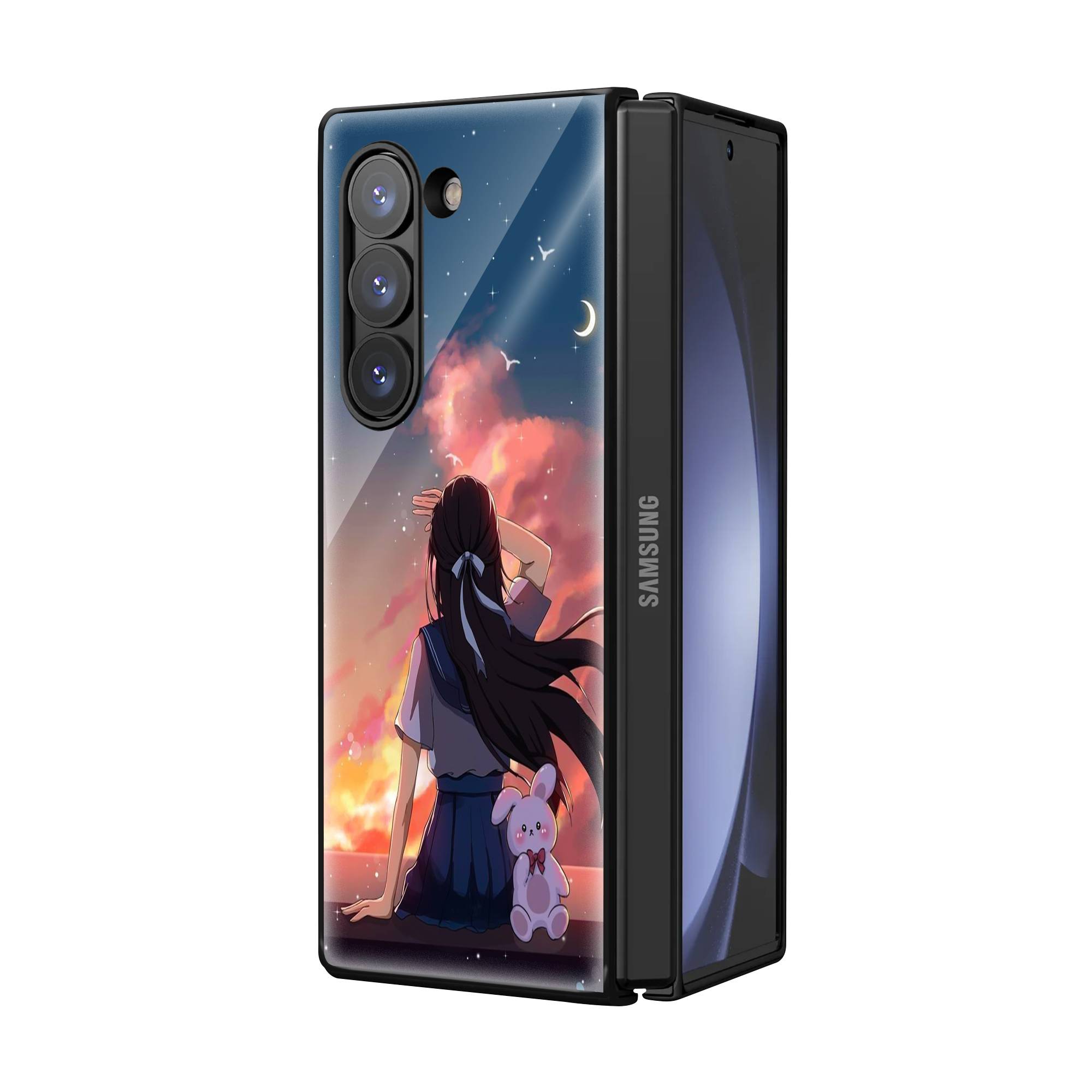 Anime Girl Samsung Z Fold Glass Case image 1