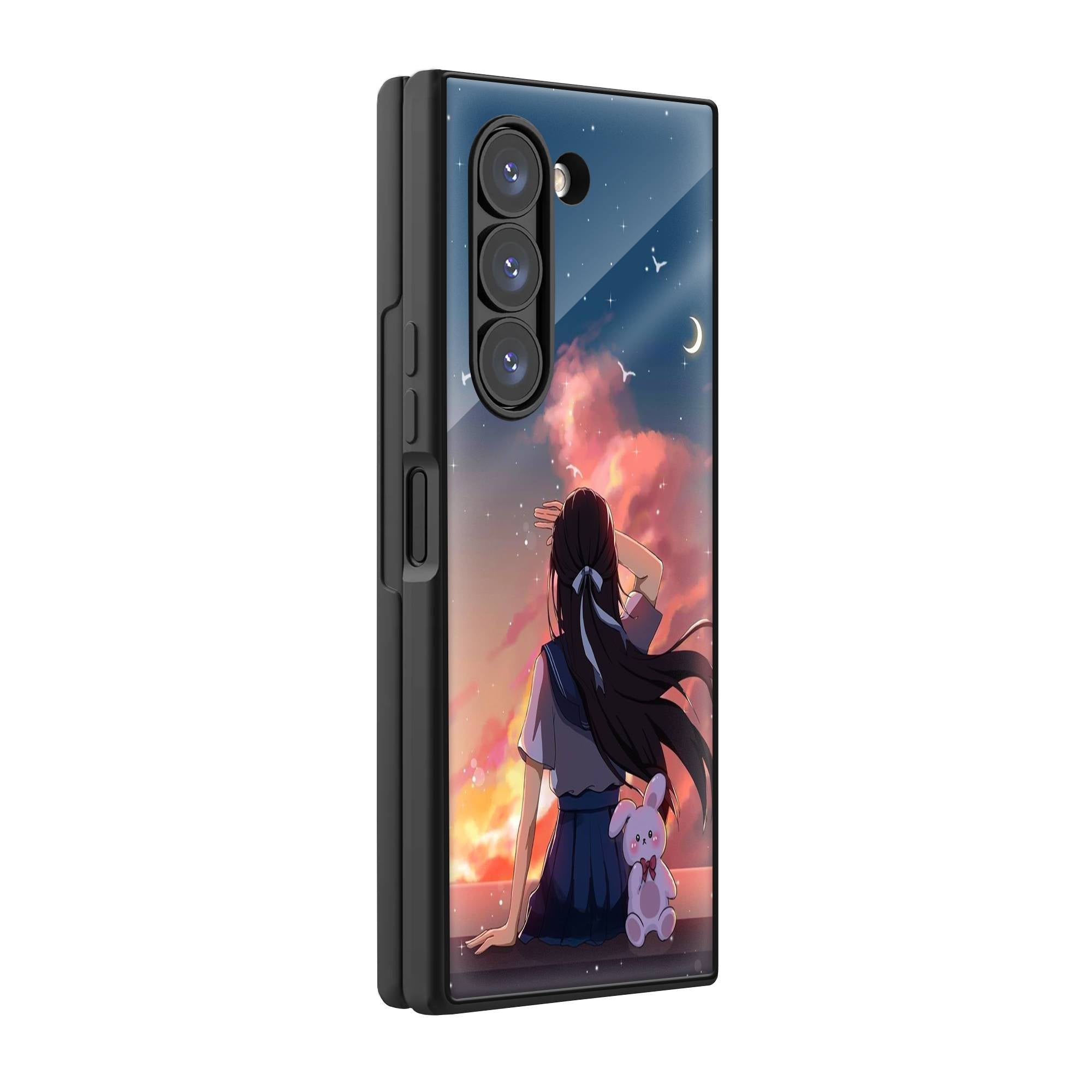 Anime Girl Samsung Z Fold Glass Case image 0