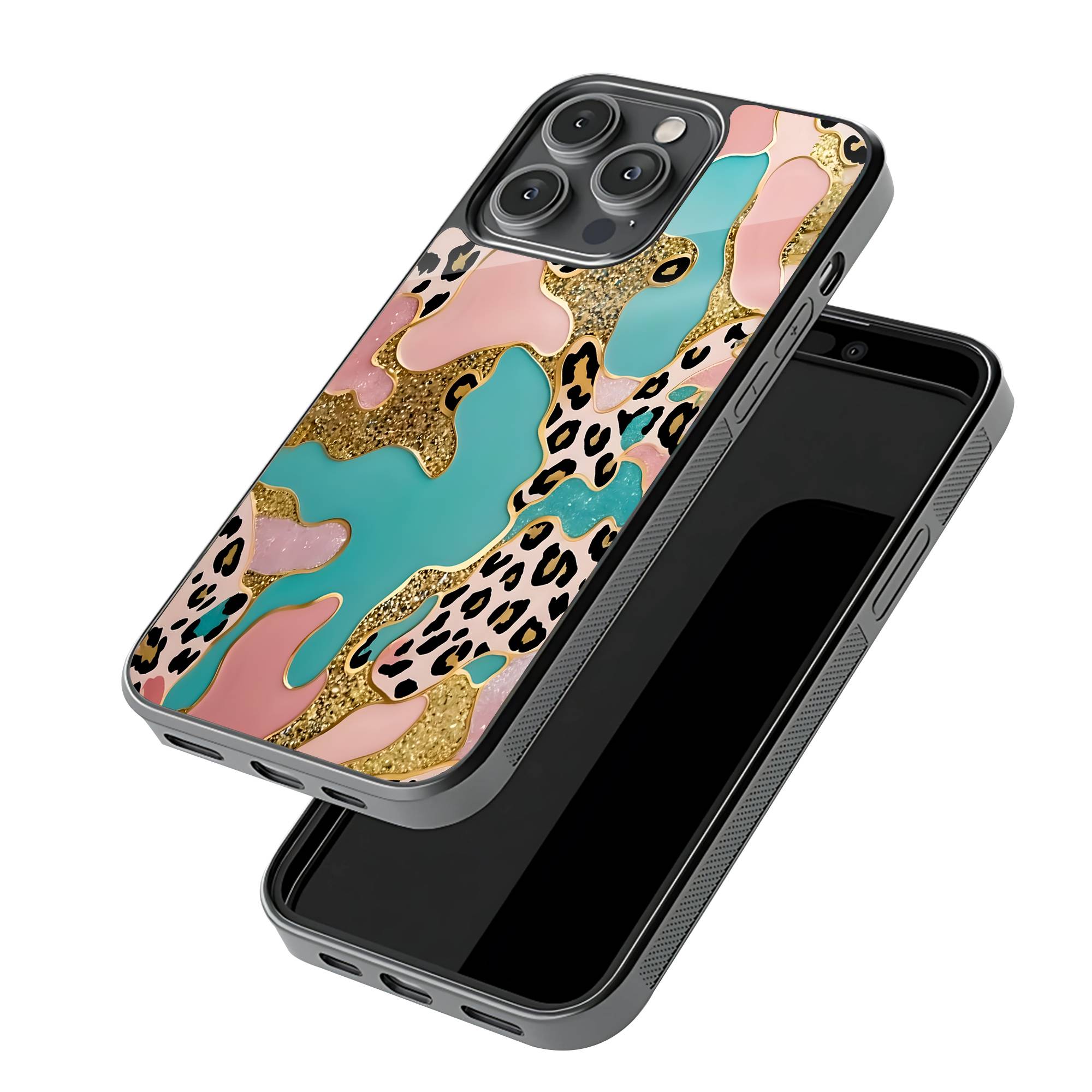 Leopard Glitter Glass Case image 2