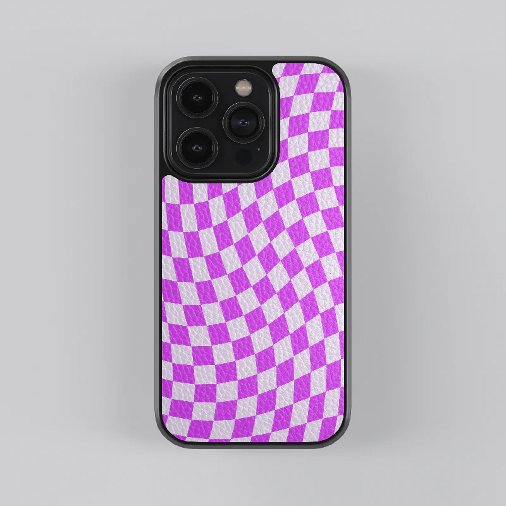 Multi Colour Checkerboard Leather Case