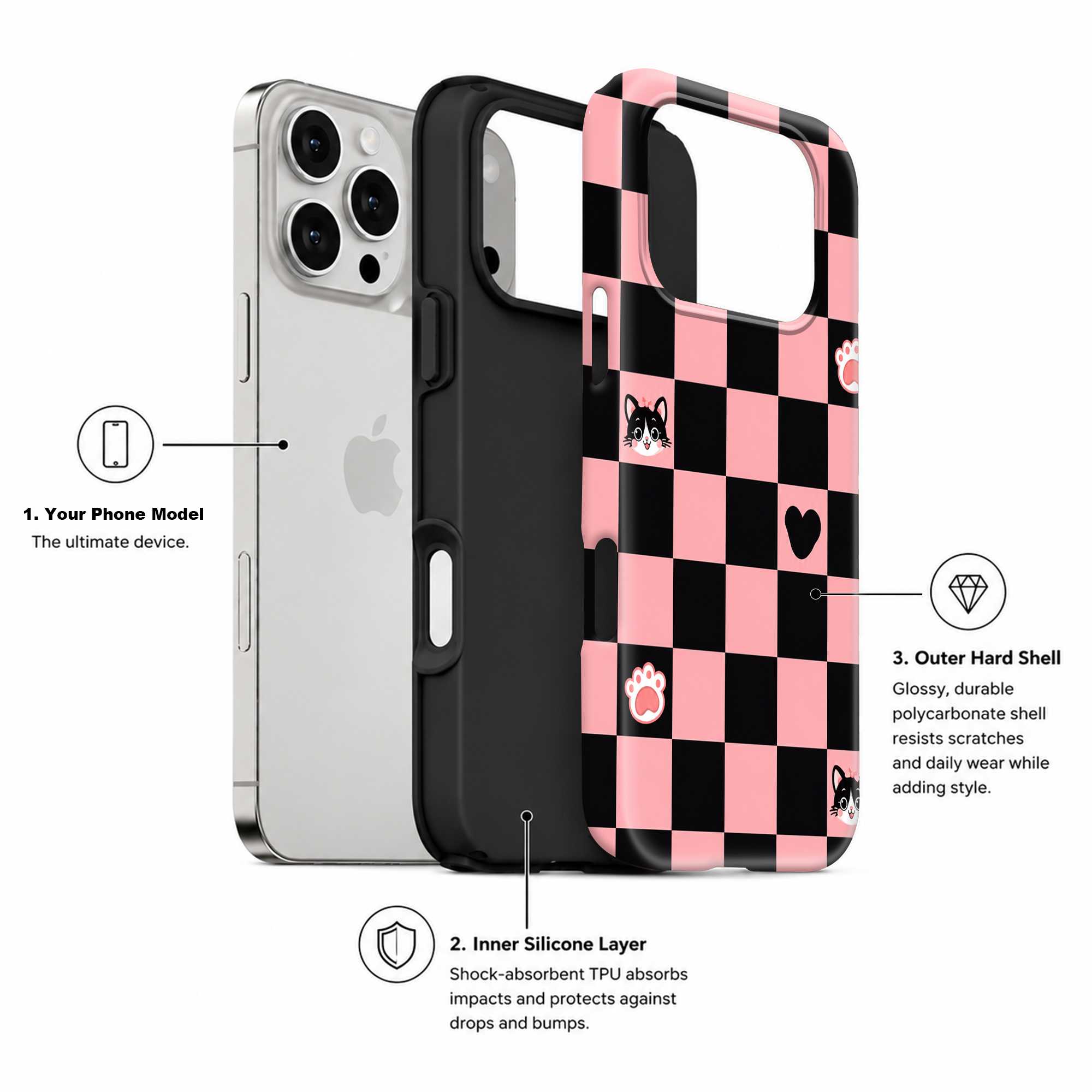 Playful Kitty Checker Dual Guard Case
