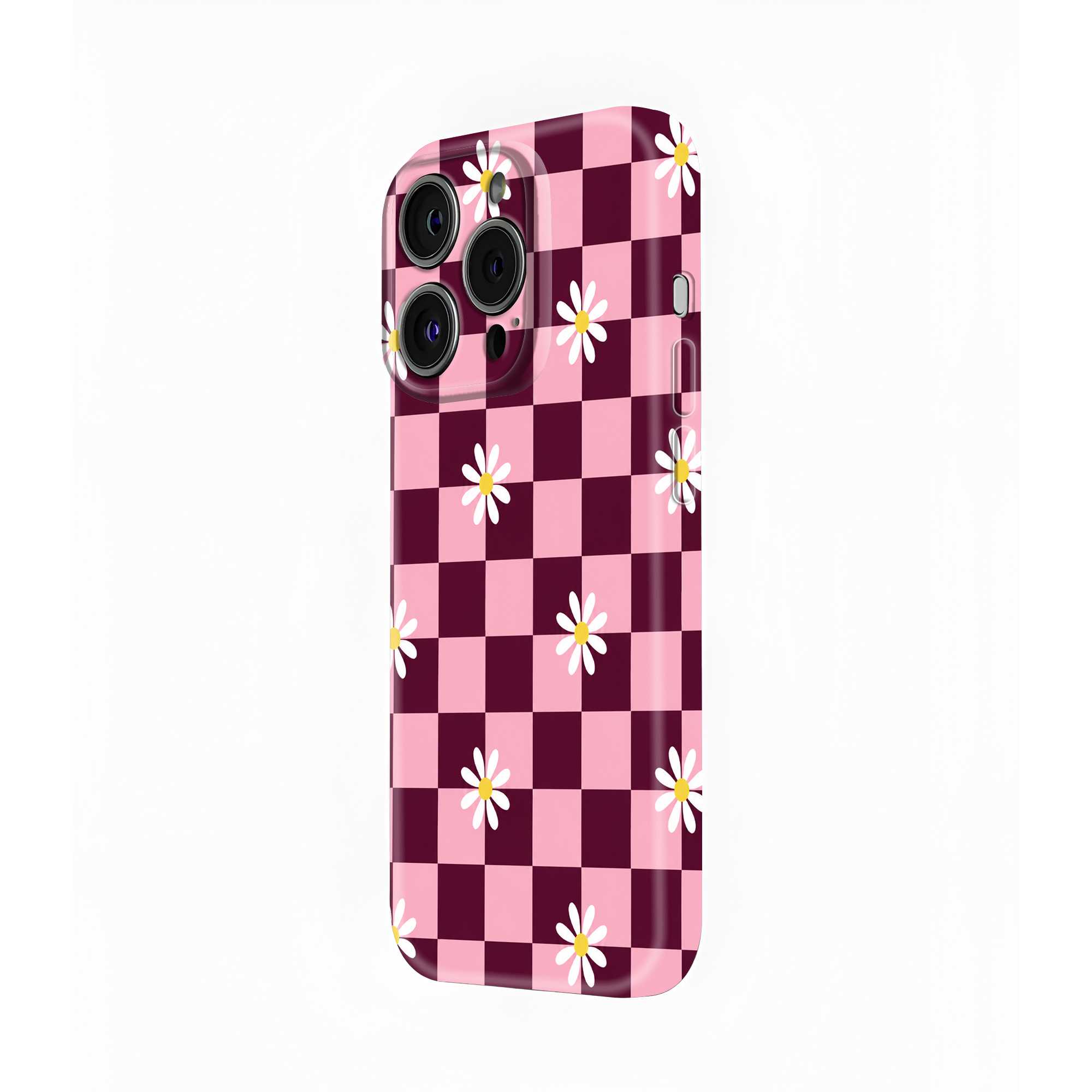 Pink Daisy Checkerboard Glossy Hard Case