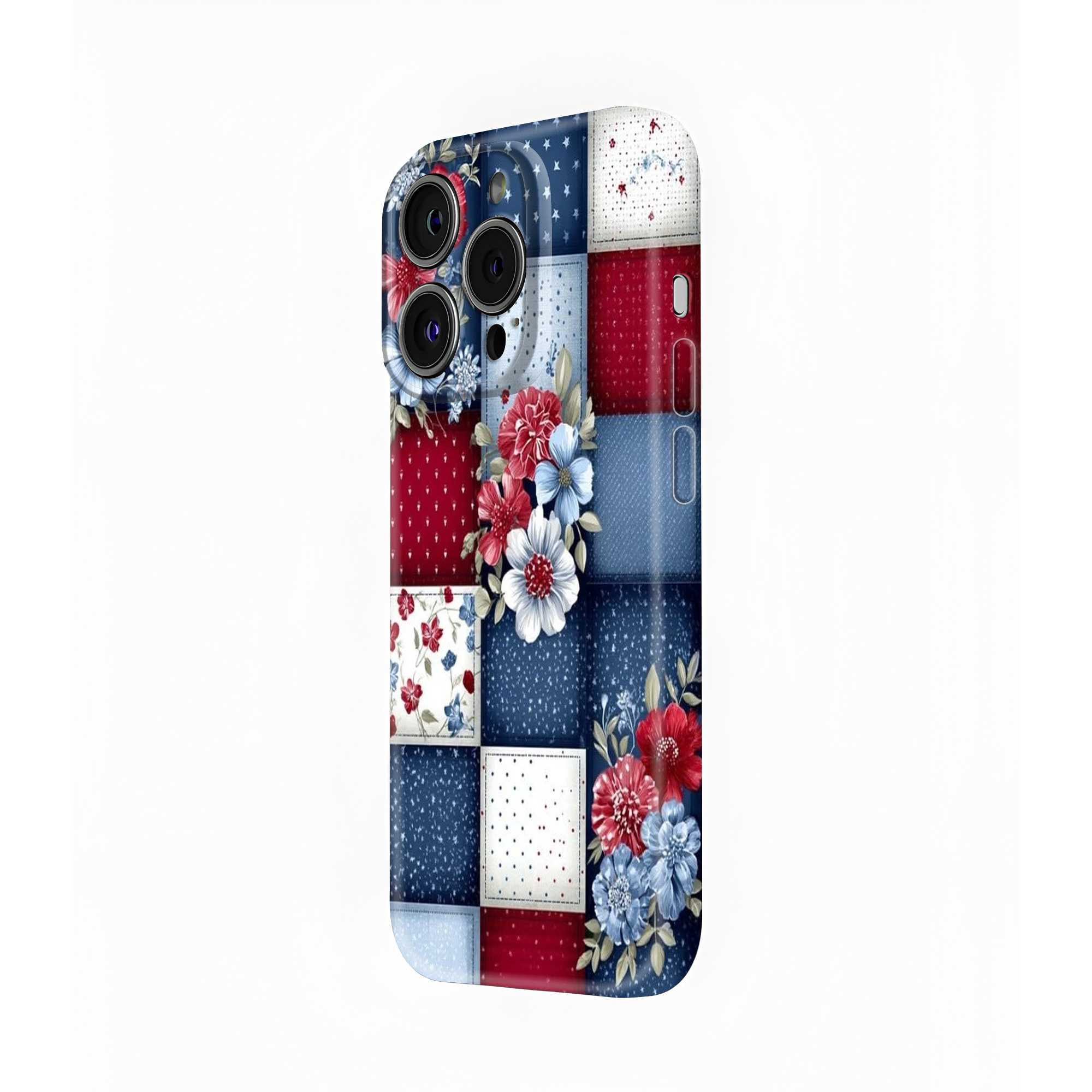 Navy Blossom Glossy Hard Case
