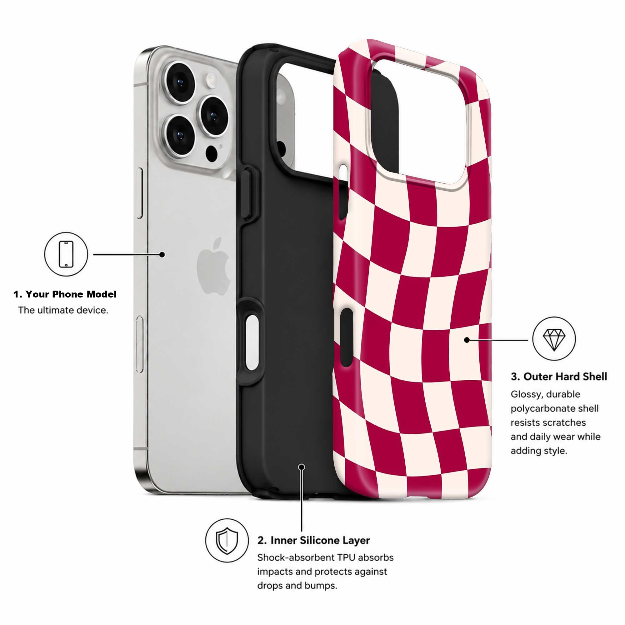 Maroon Checkerboard Dual Guard Case