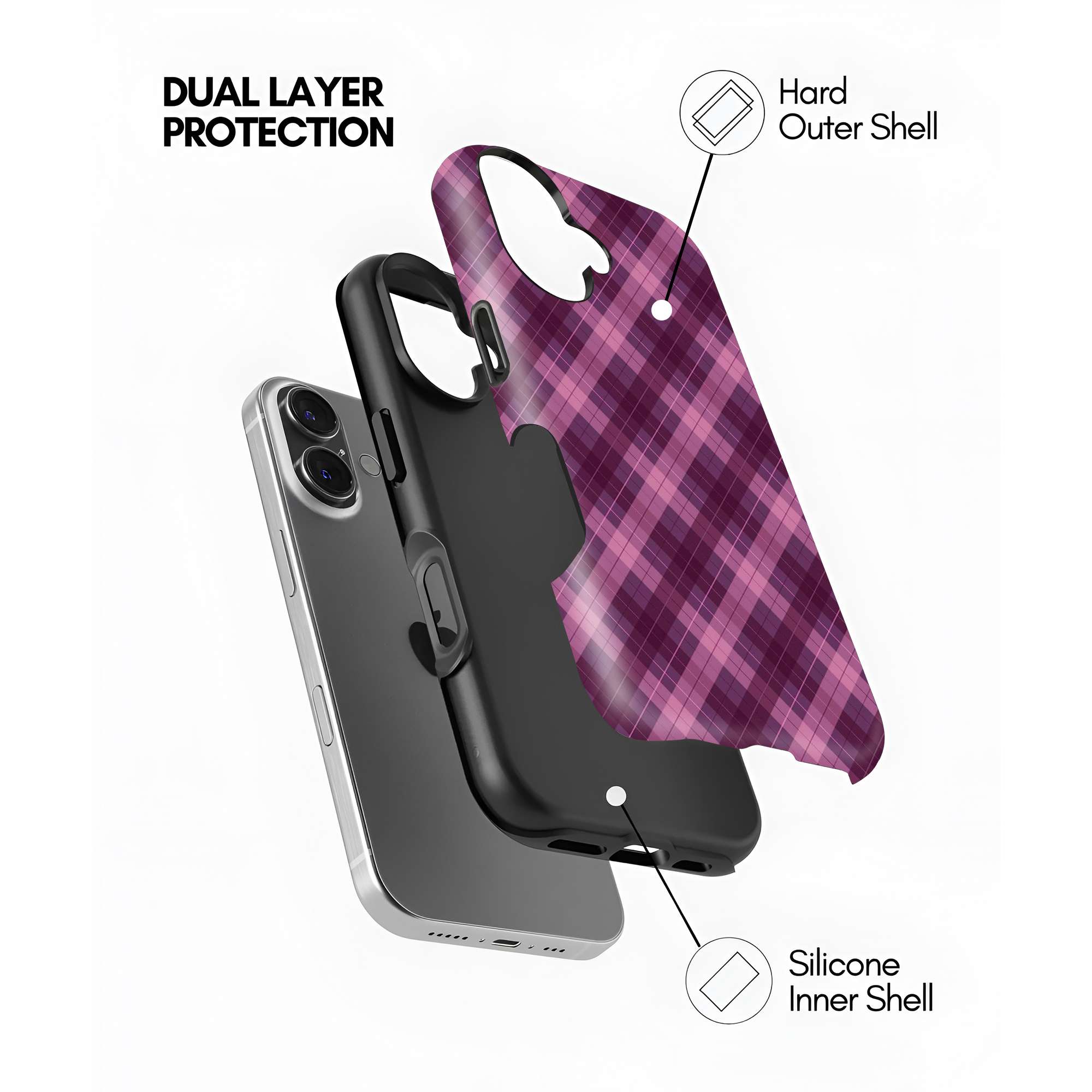 Plum Plaid Dual Guard Case