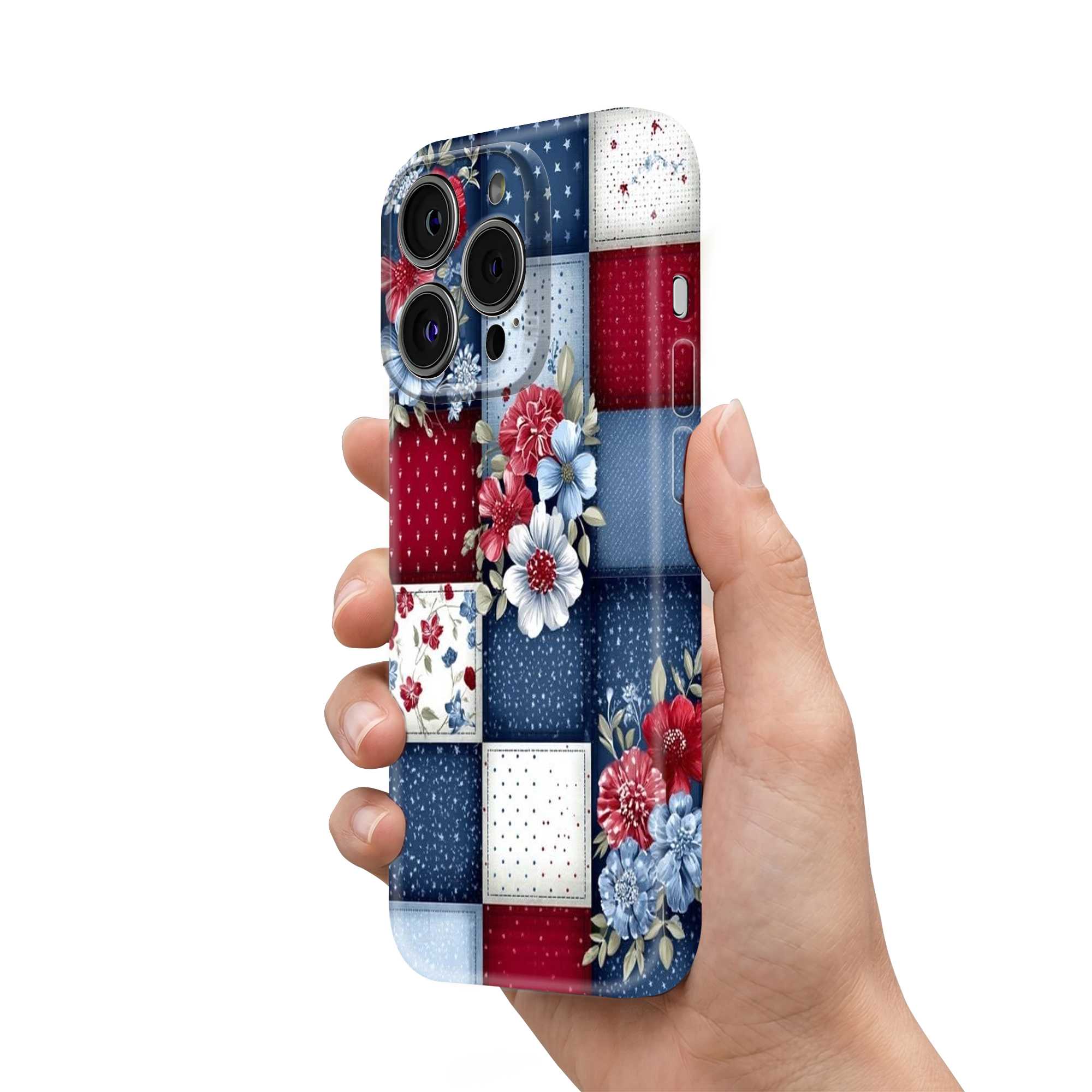 Navy Blossom Glossy Hard Case