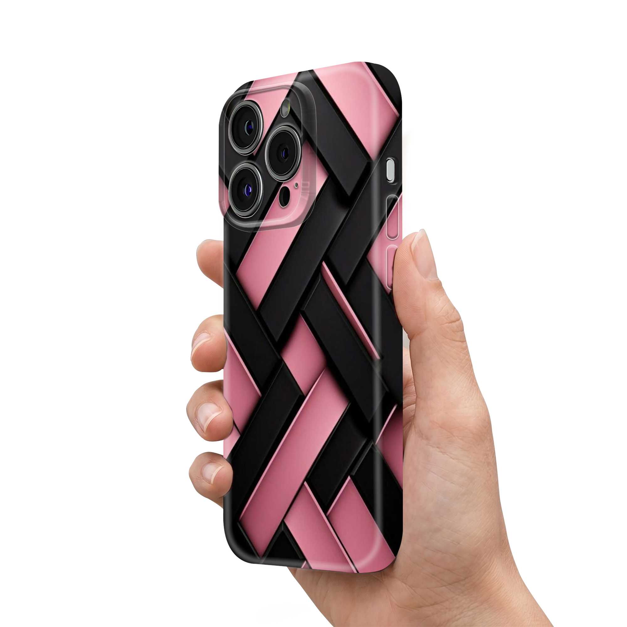 Pink & Noir Stripes Glossy Hard Case