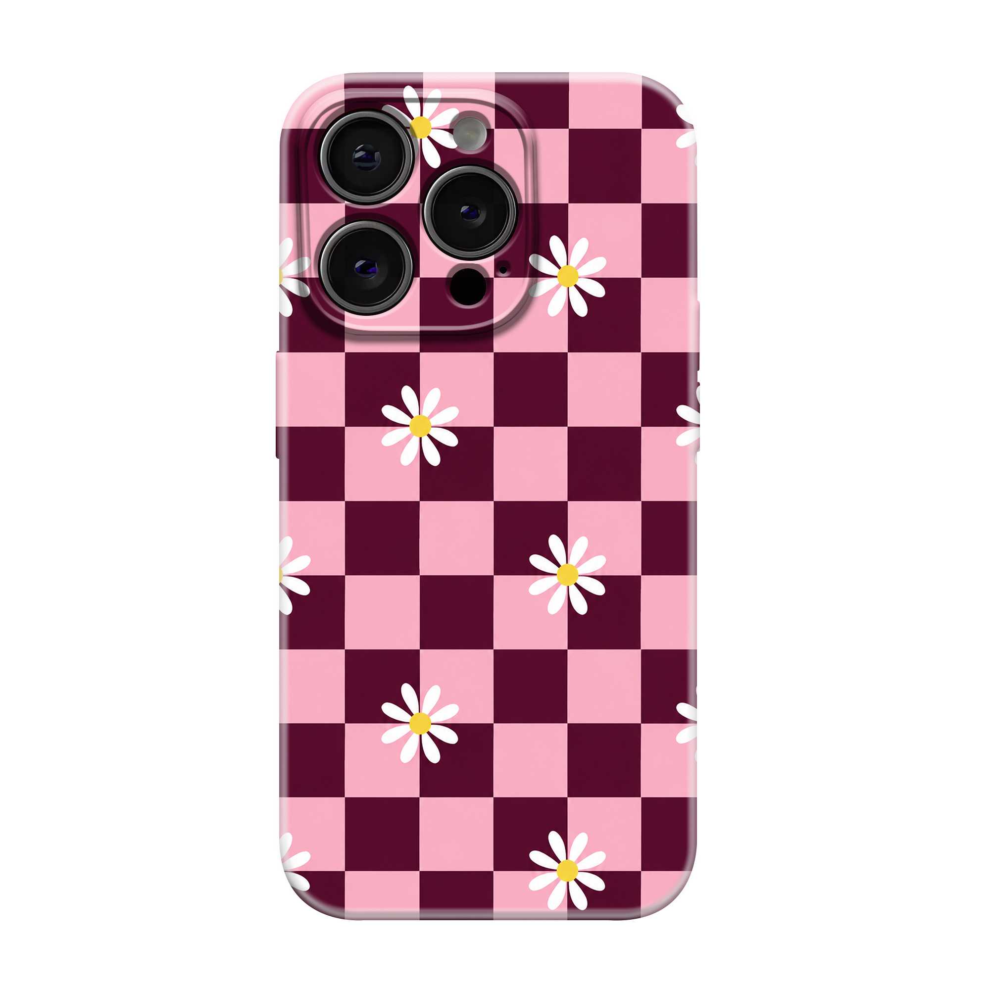 Pink Daisy Checkerboard Glossy Hard Case