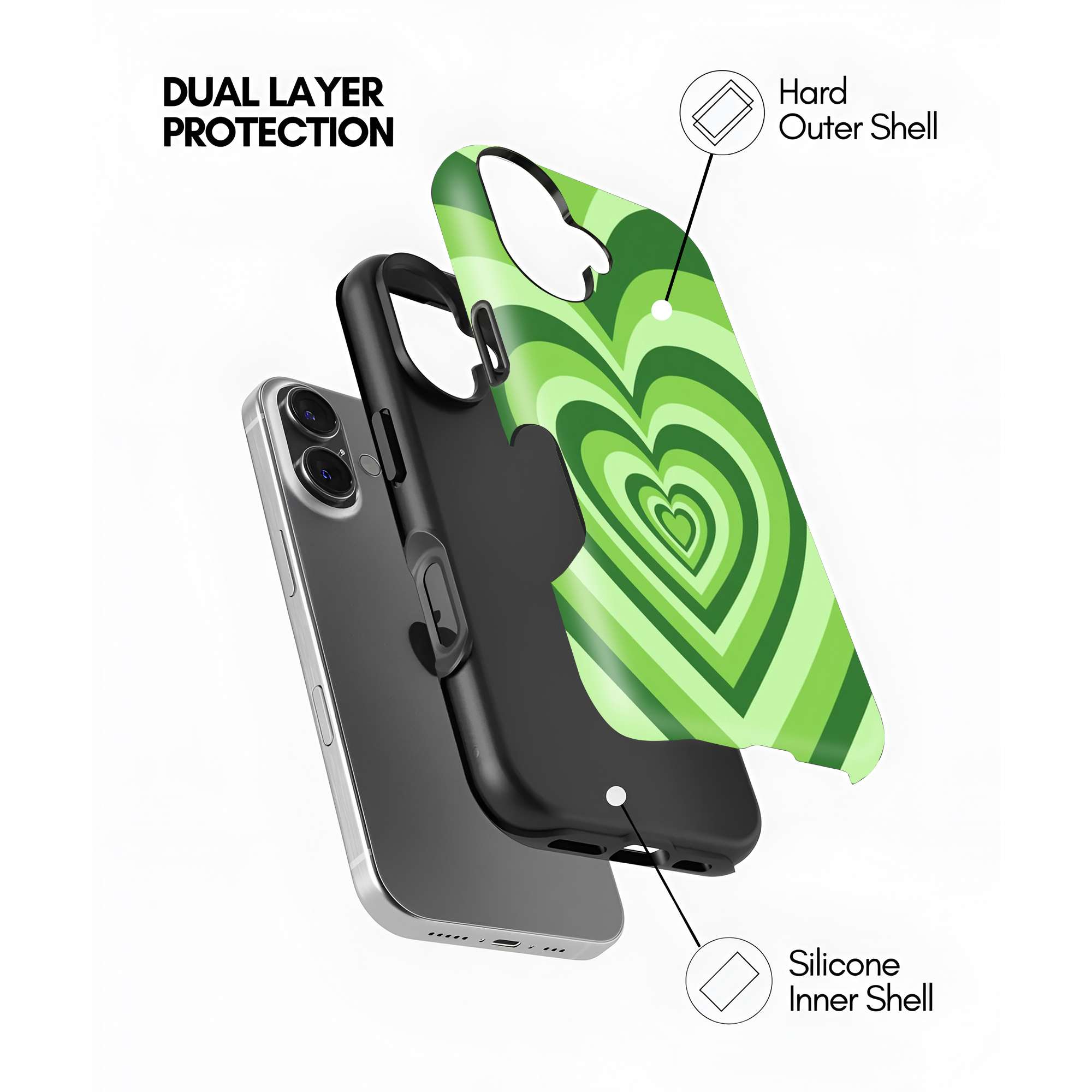 Green Heart Dual Guard Case