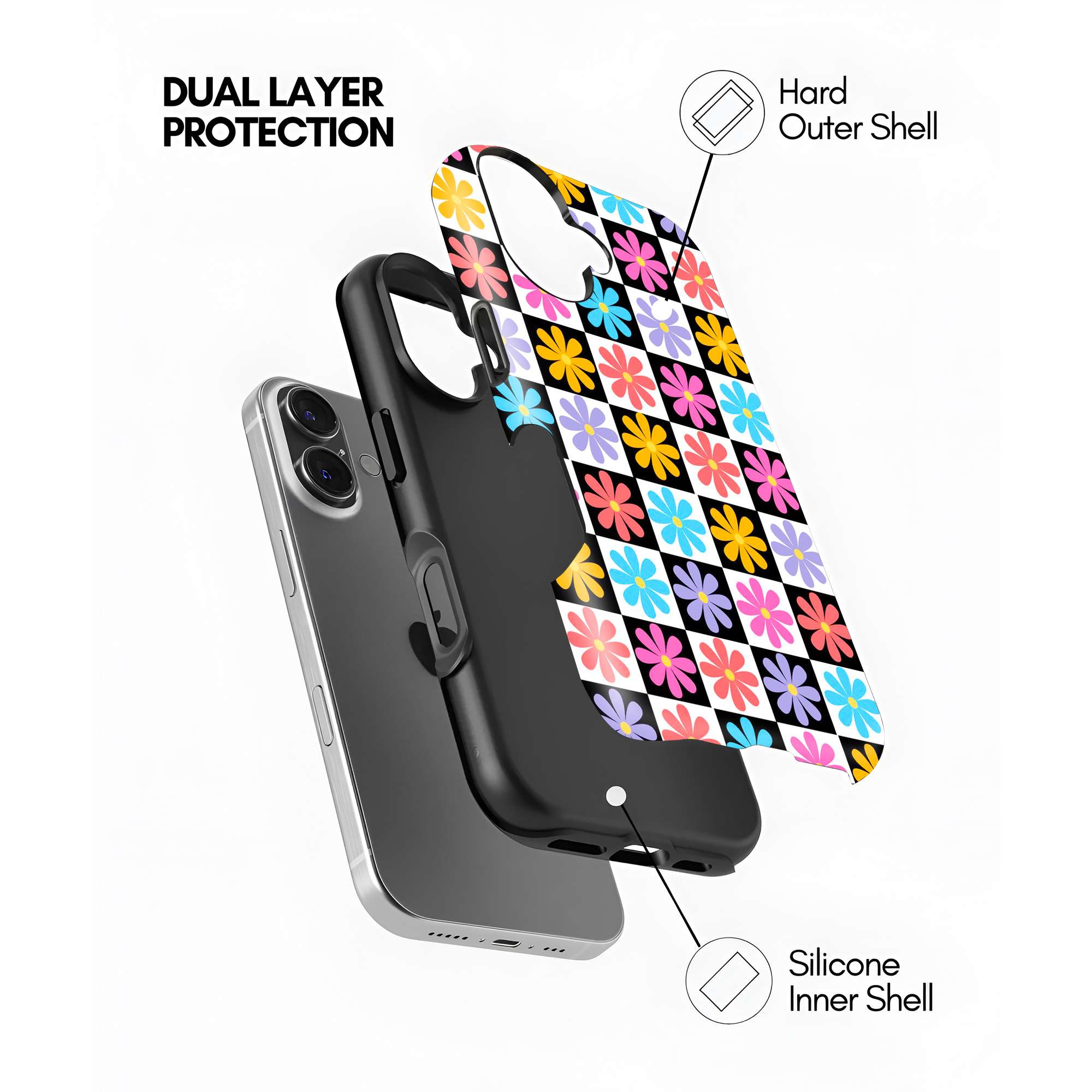Flower Check Dual Guard Case