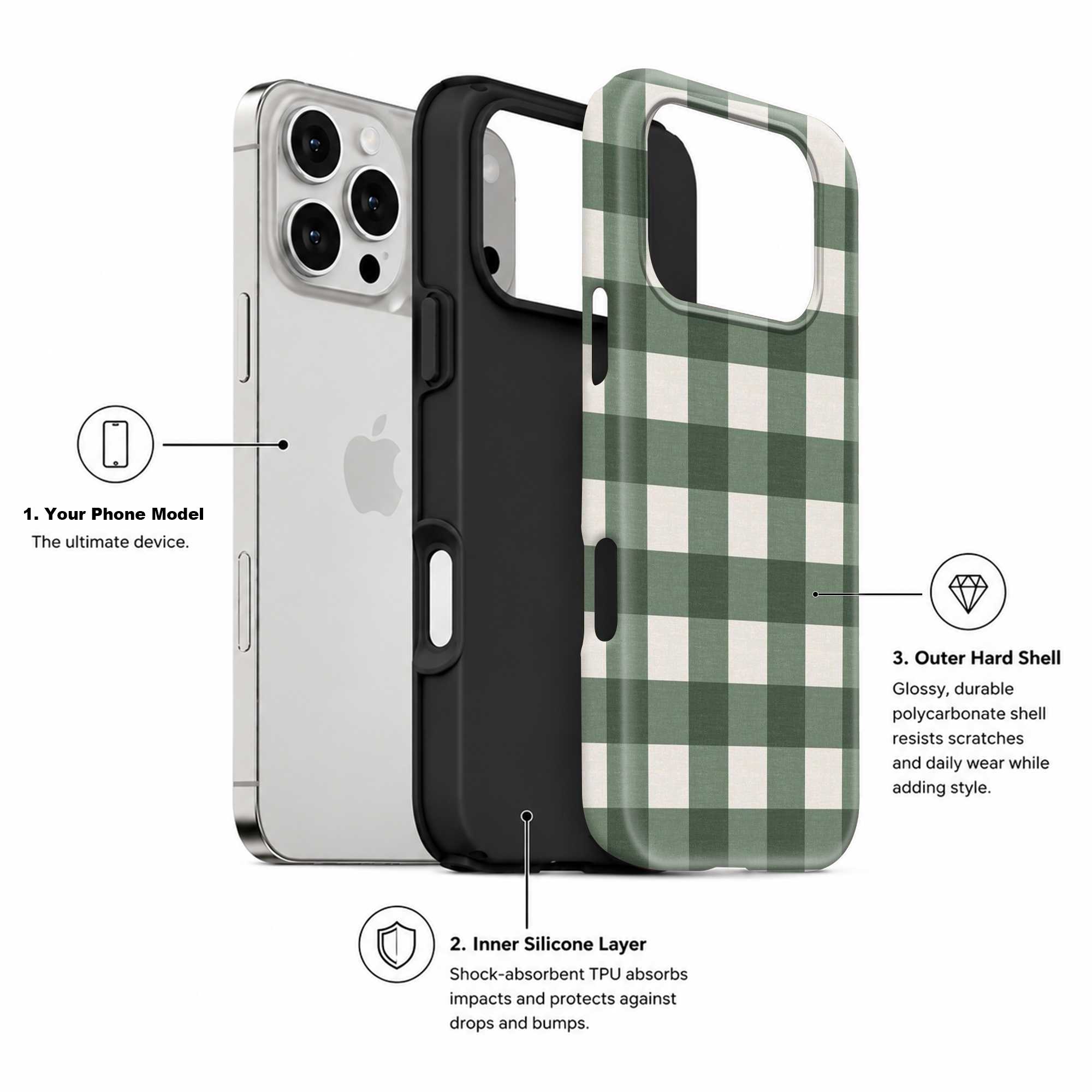 Green Check Dual Guard Case