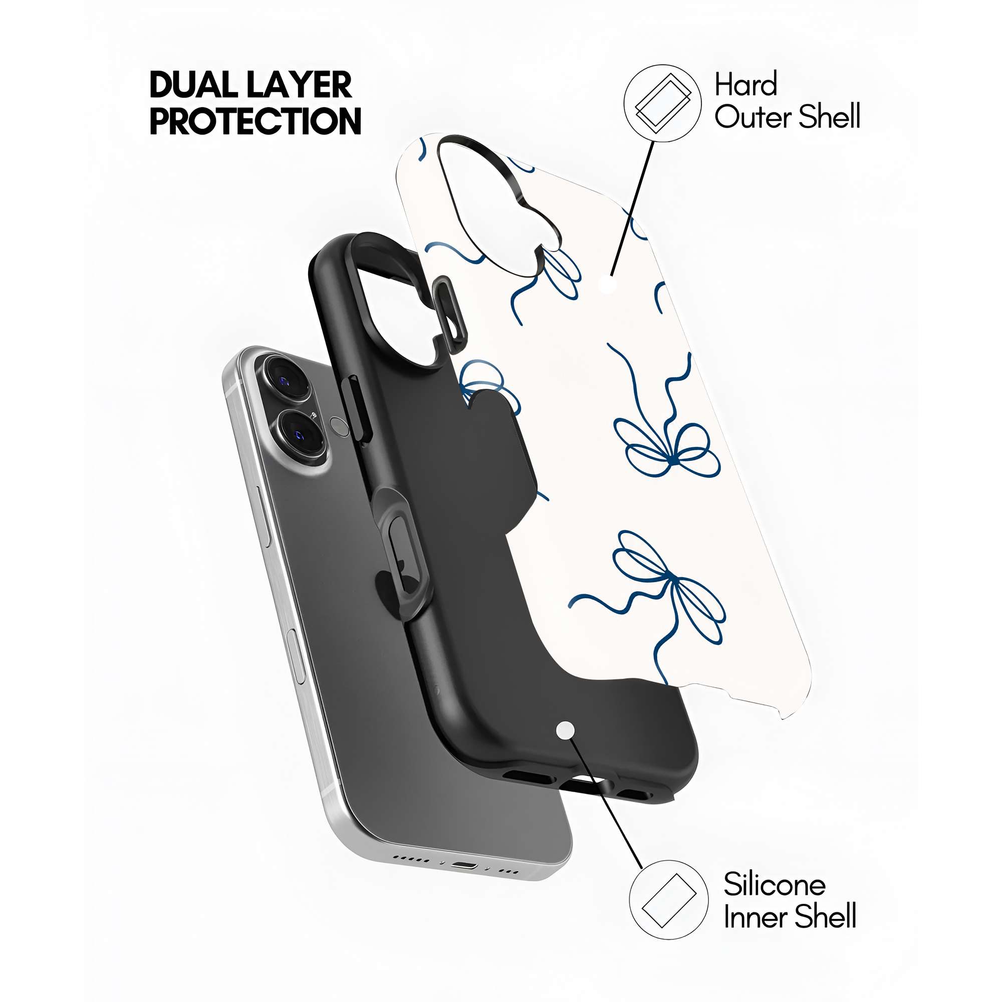 Blue Bow Doodle Dual Guard Case