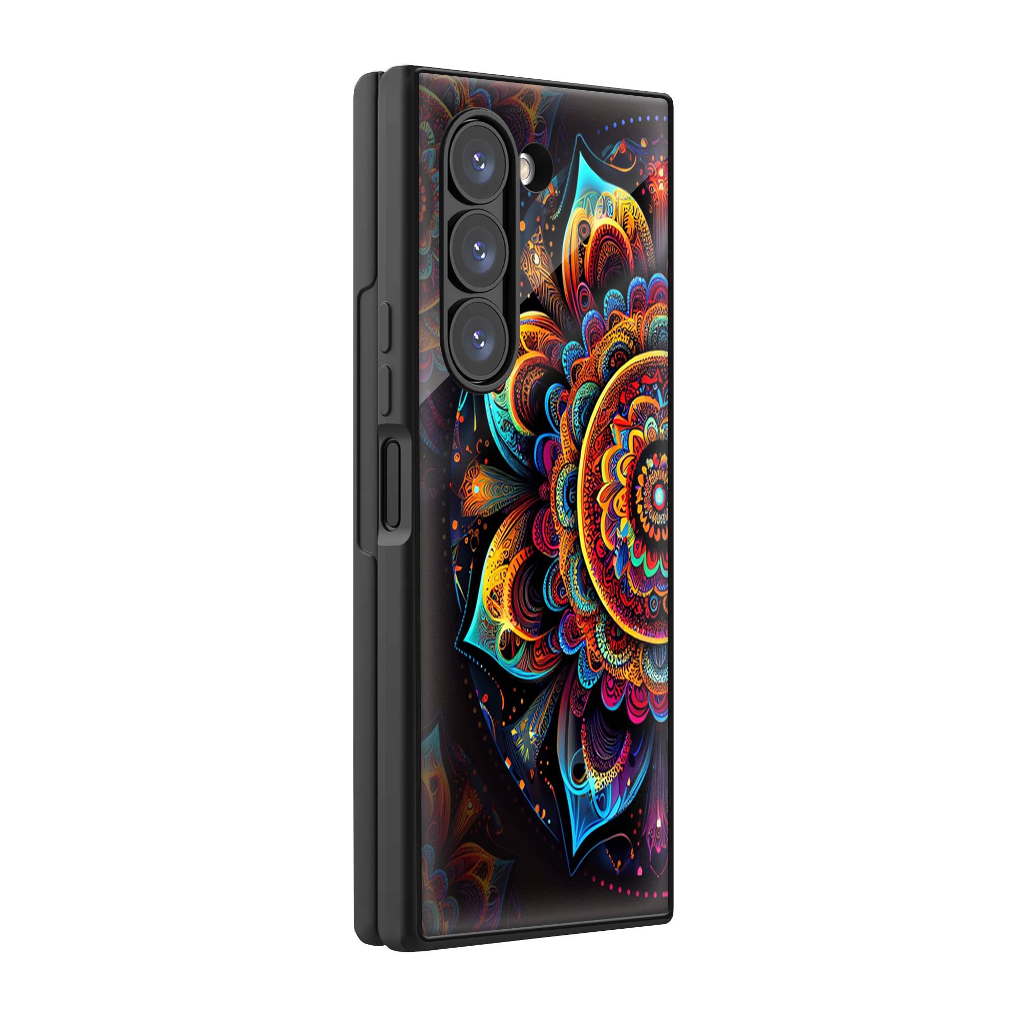 Colorful Mandala Pattern Samsung Z Fold Glass Case image 0