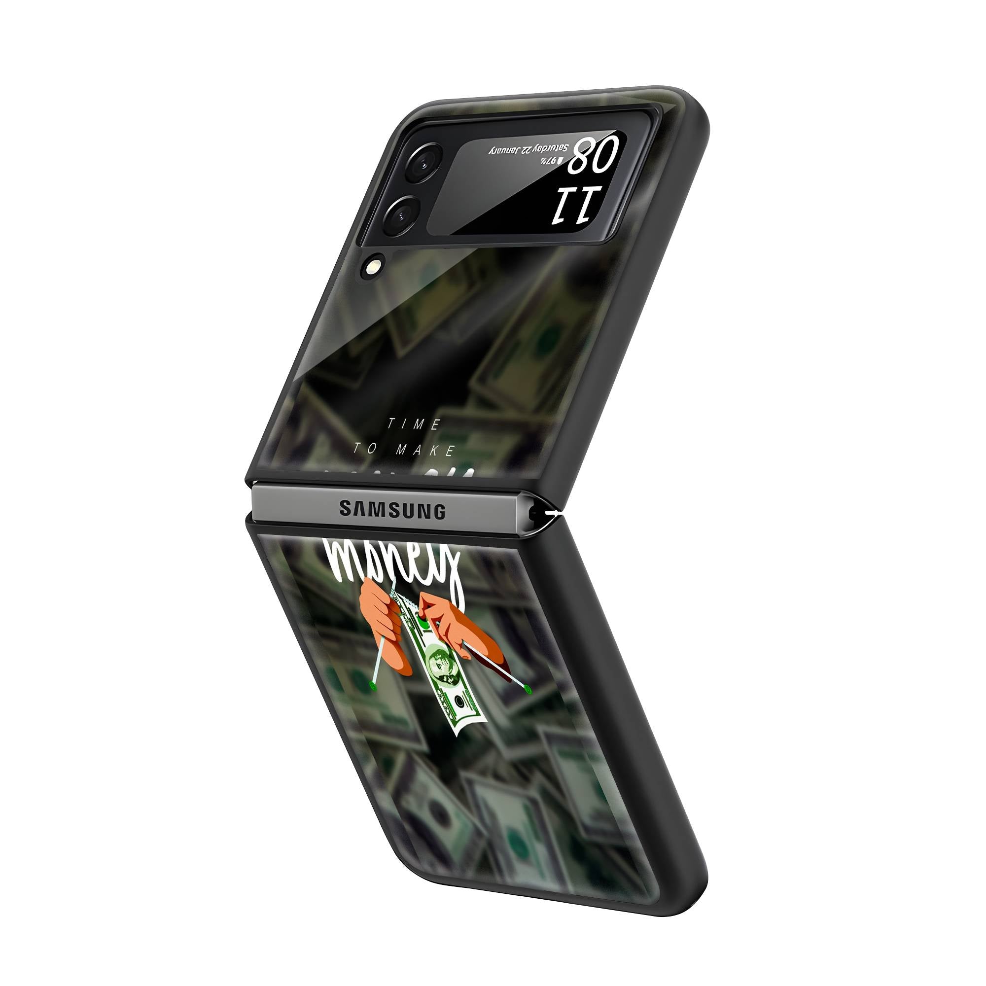 Make Money Samsung Z Flip Glass Case image 1