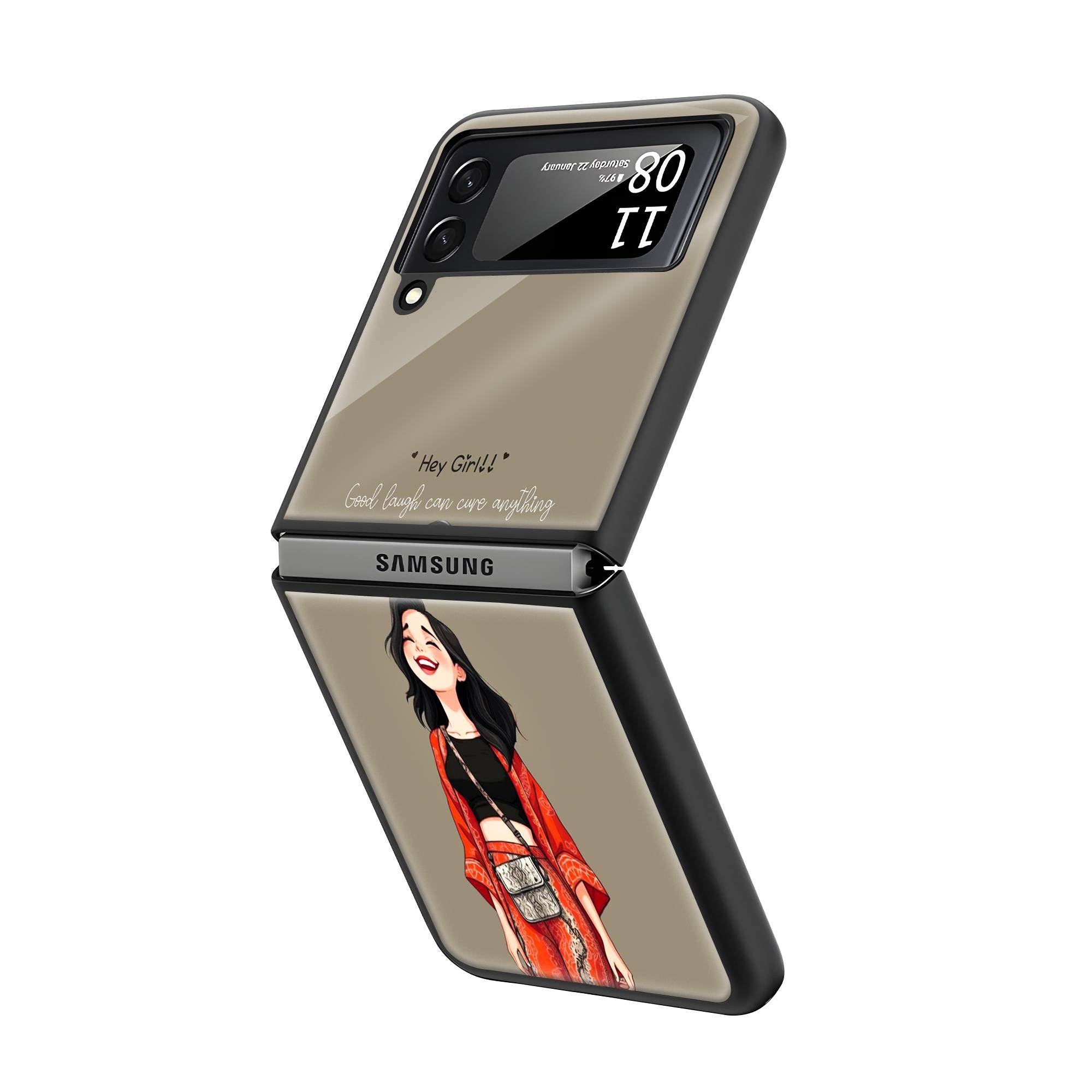 Hey Girl Samsung Z Flip Glass Case image 1