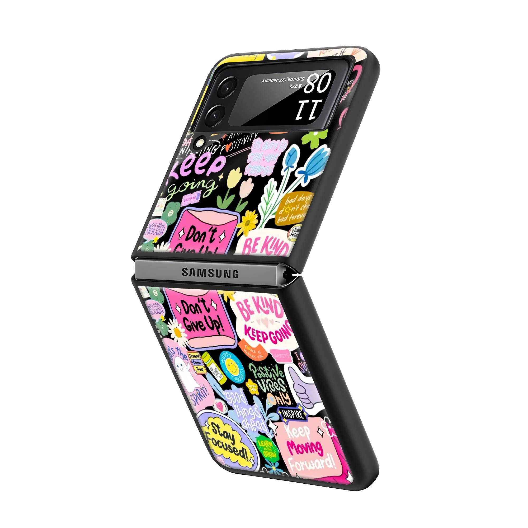 Positive Patchwork Samsung Z Flip Glass Case image 1