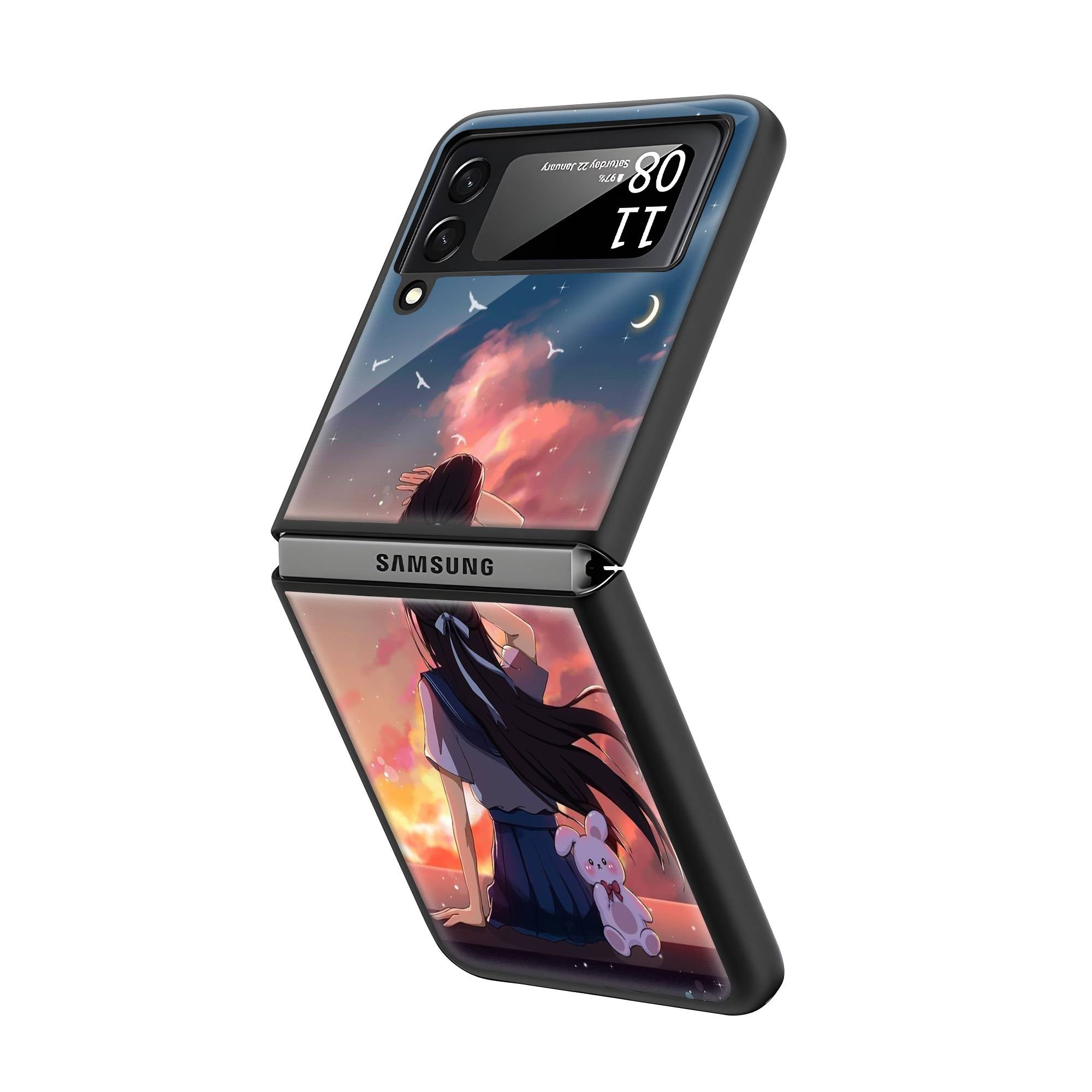 Anime Girl Samsung Z Flip Glass Case image 1