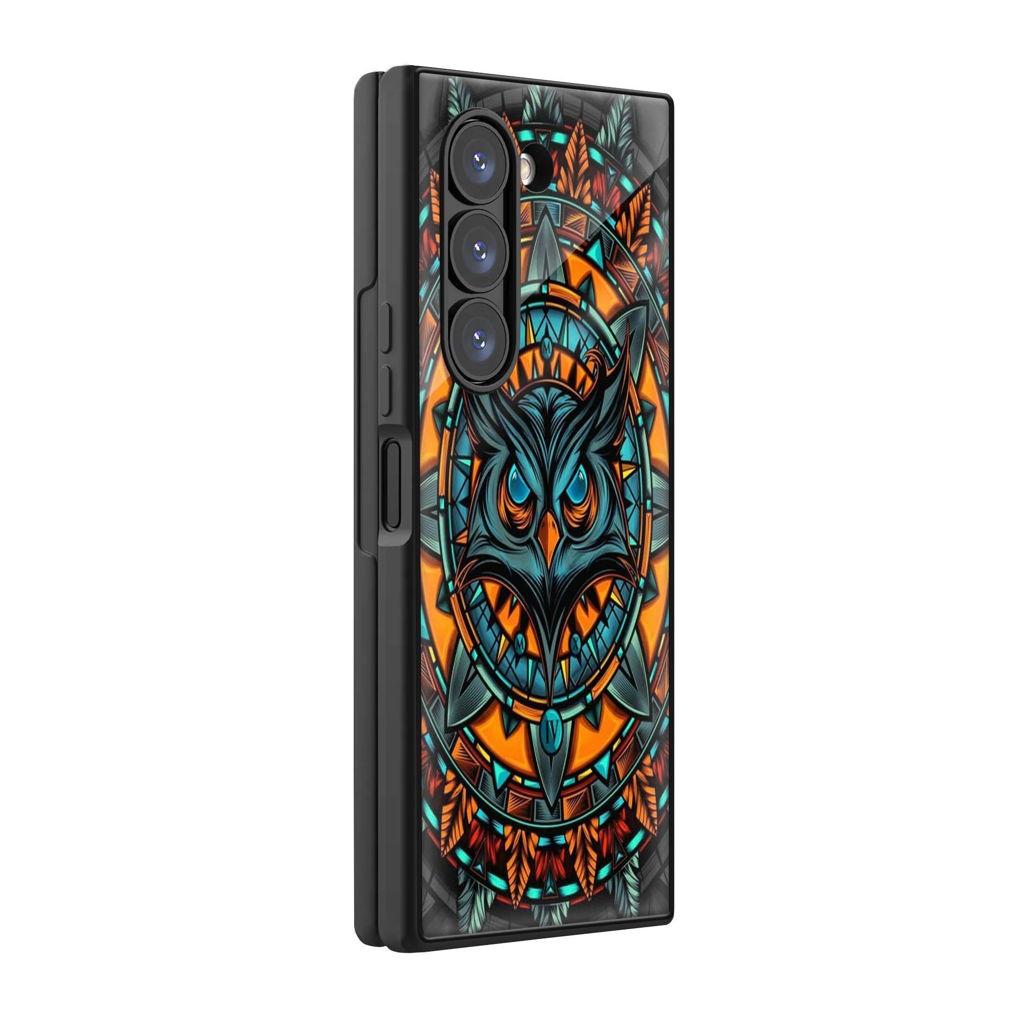 Retro Owl Samsung Z Fold Glass Case image 0