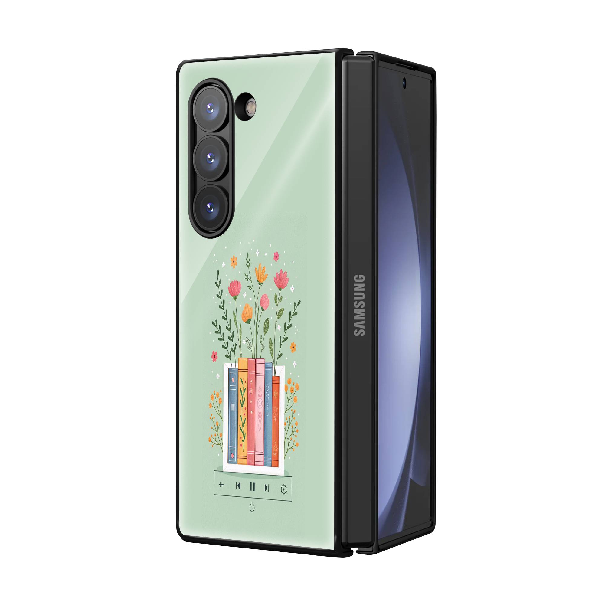 Floral Reads Samsung Z Fold Glass Case image 1