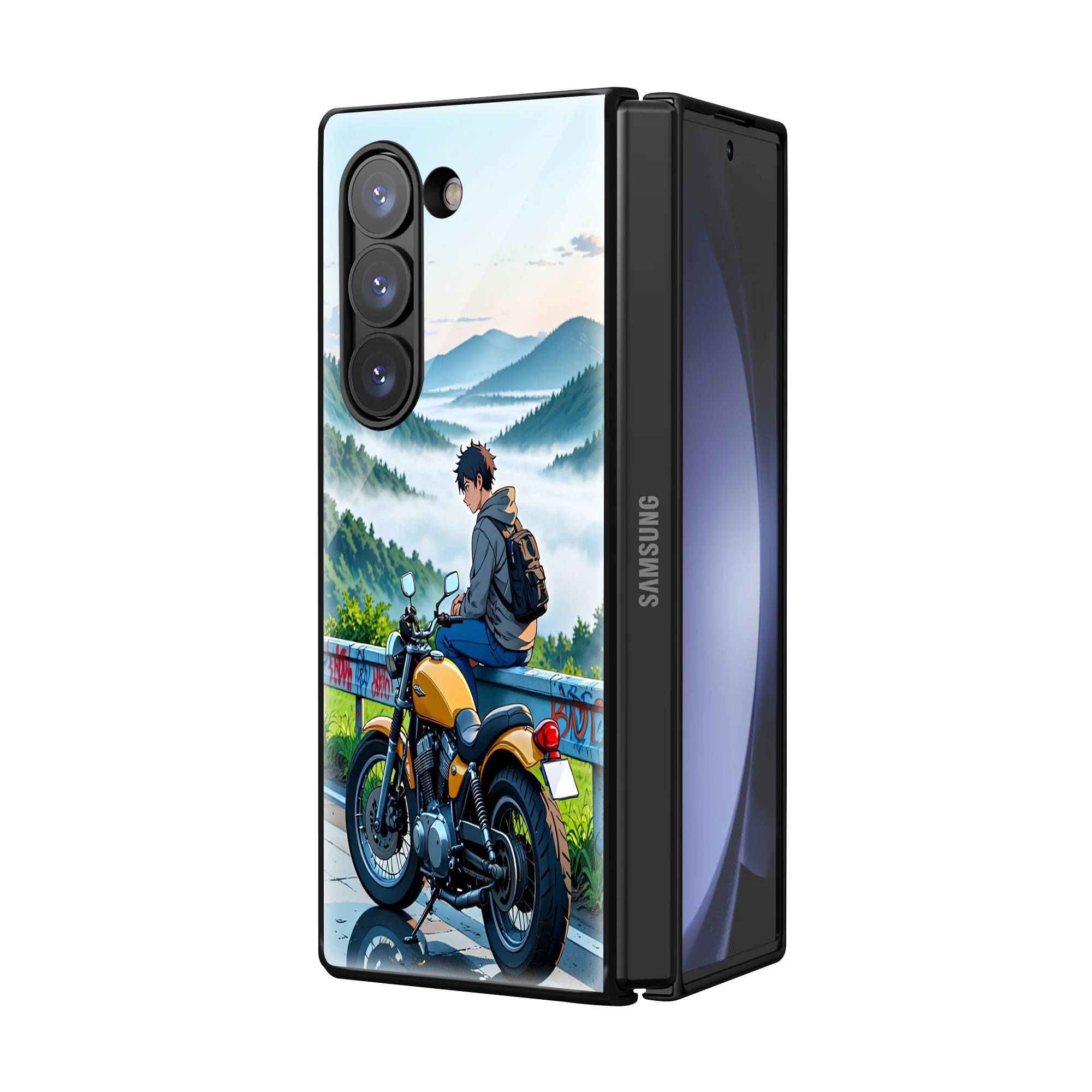 Anime Road Trip Samsung Z Fold Glass Case image 1