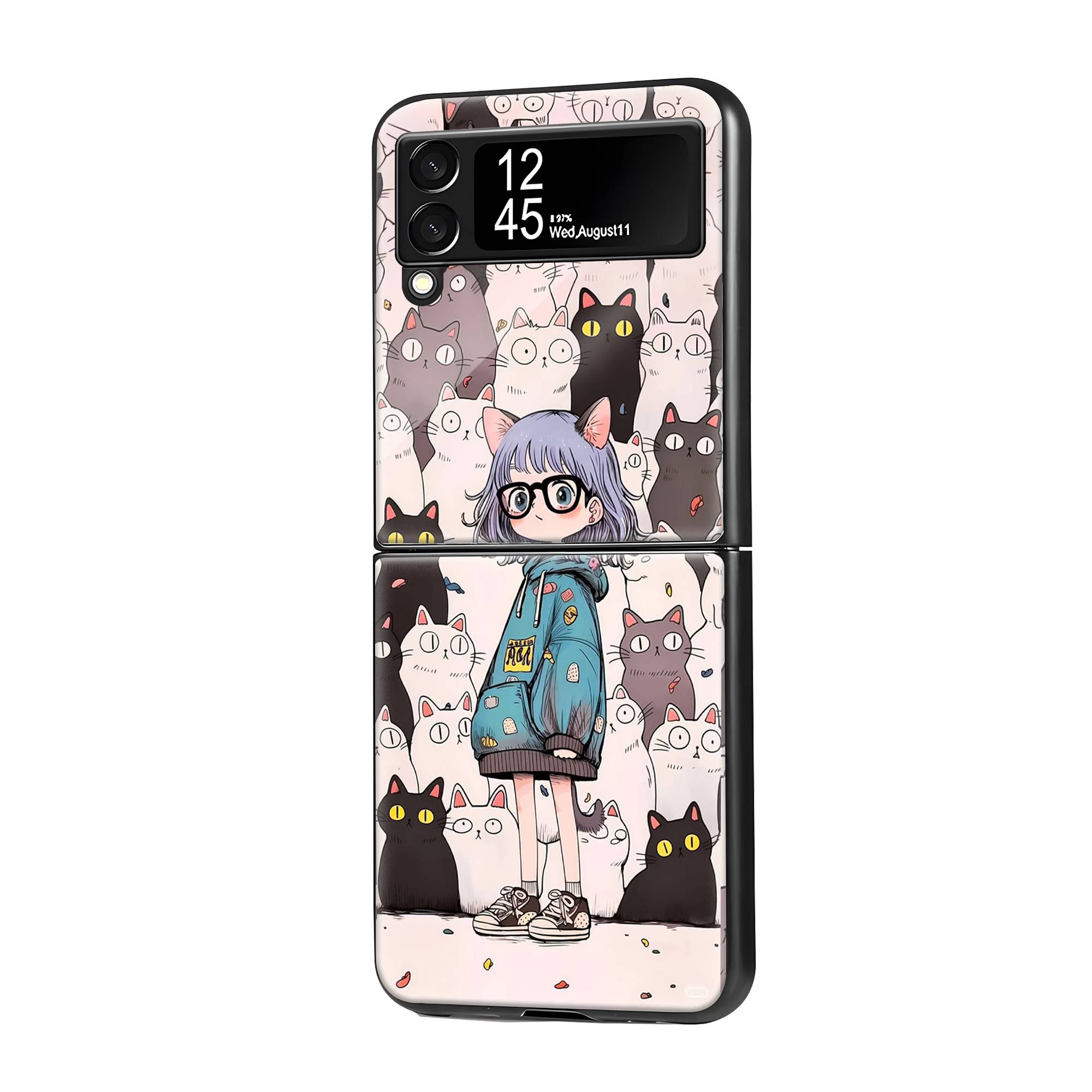 Many Cat Samsung Z Flip Glass Case image 0