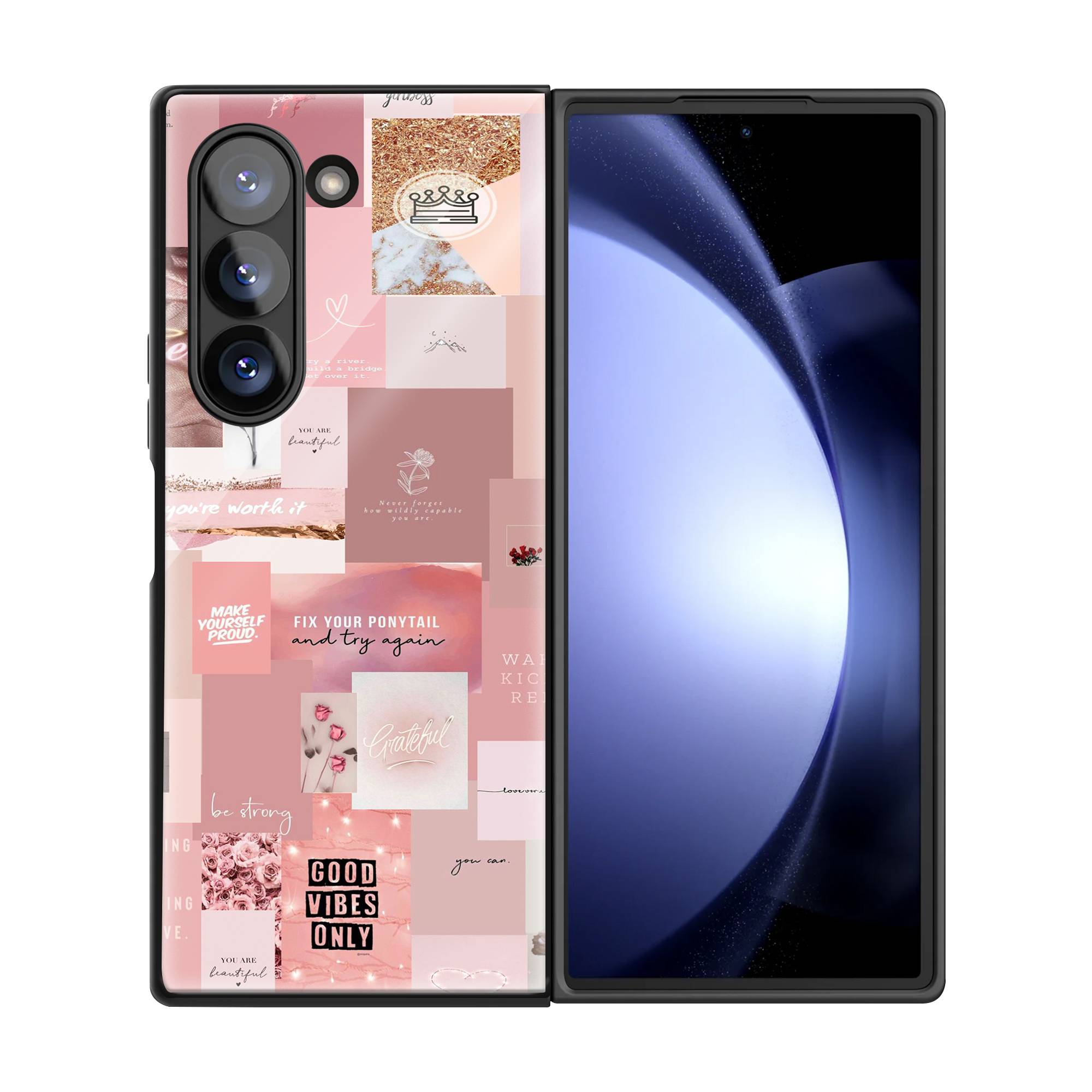 Good Vibes Samsung Z Fold Glass Case image 2