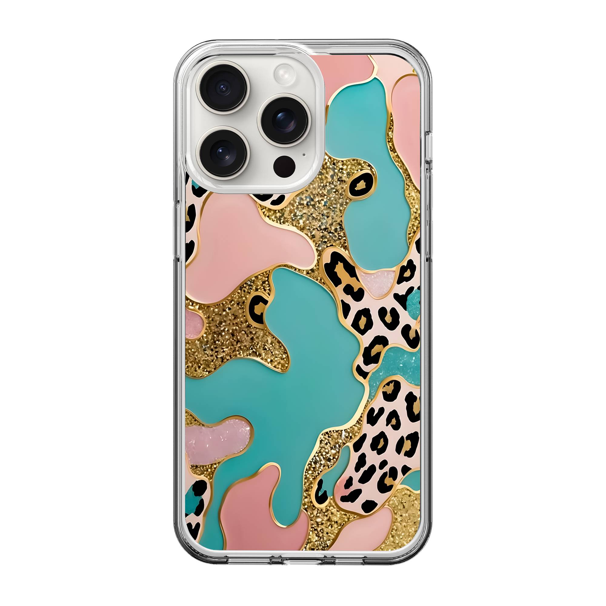 Leopard Glitter Clear Case image 0