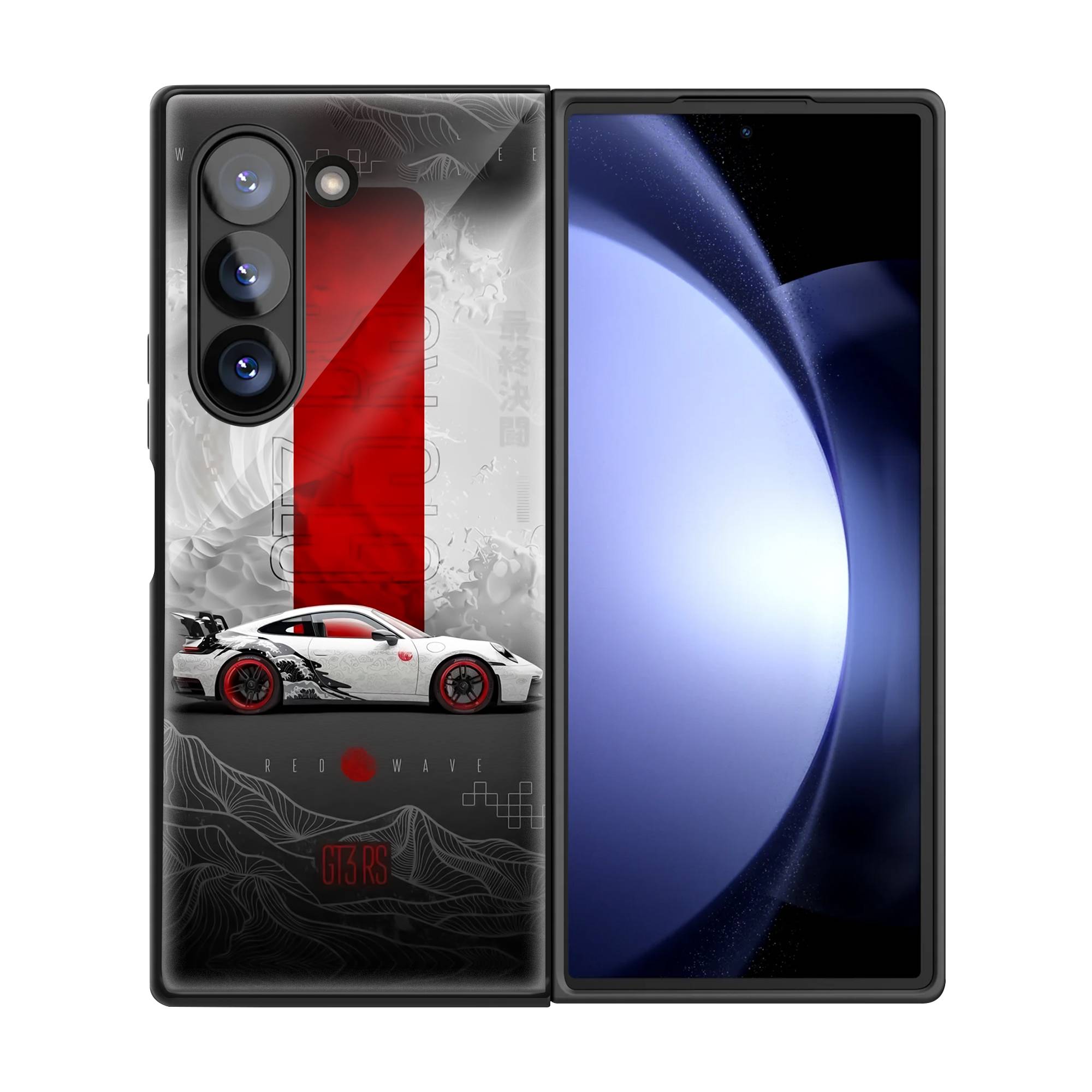 Red Wave Samsung Z Fold Glass Case image 2