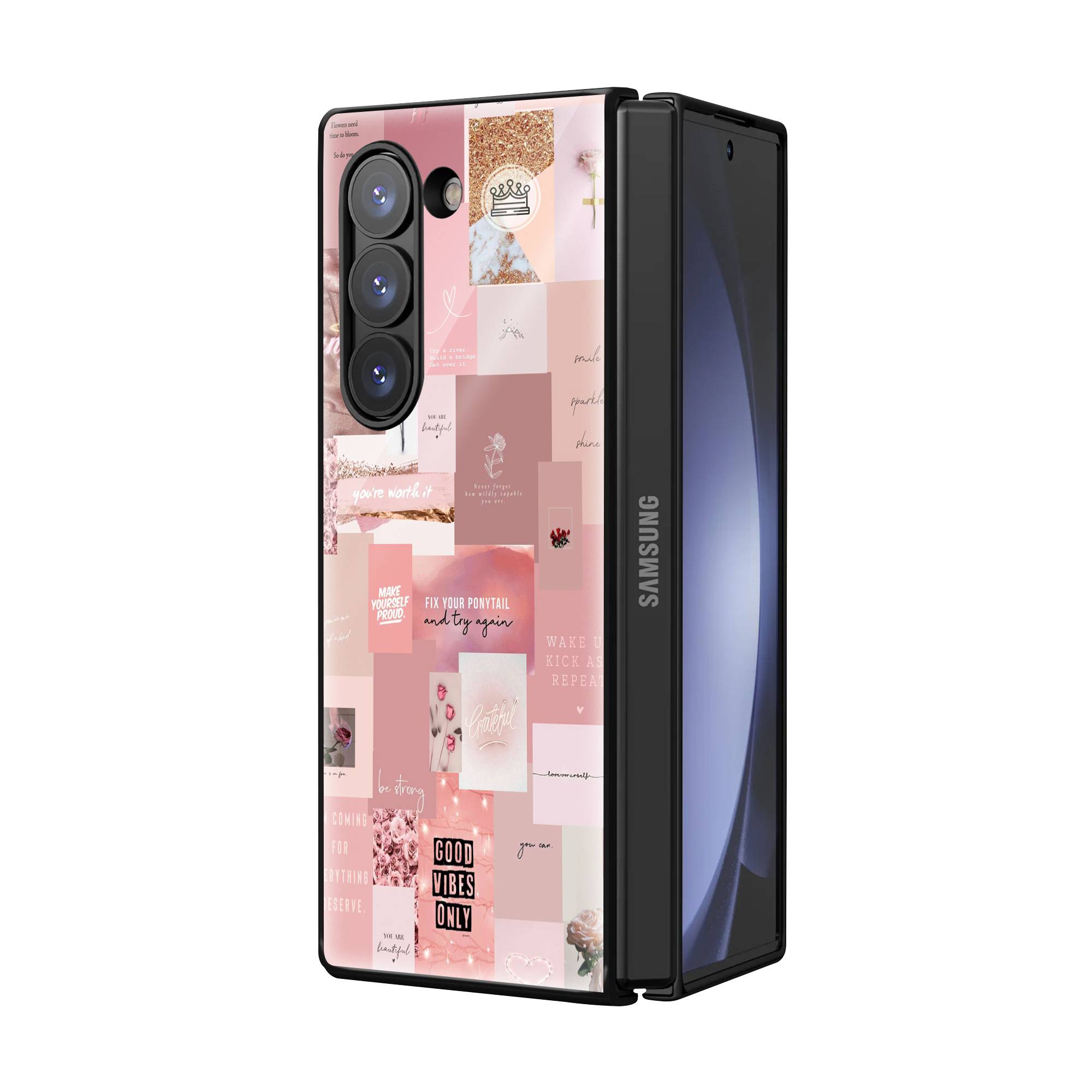 Good Vibes Samsung Z Fold Glass Case image 1