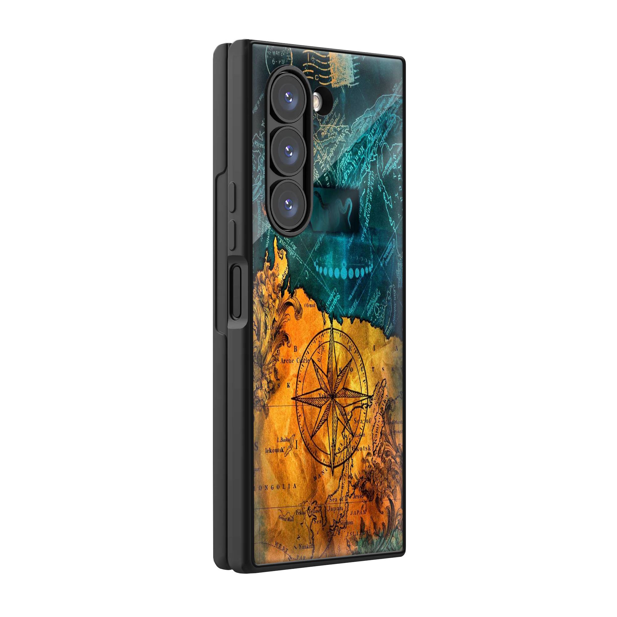 Map With Compass Samsung Z Fold Glass Case image 0