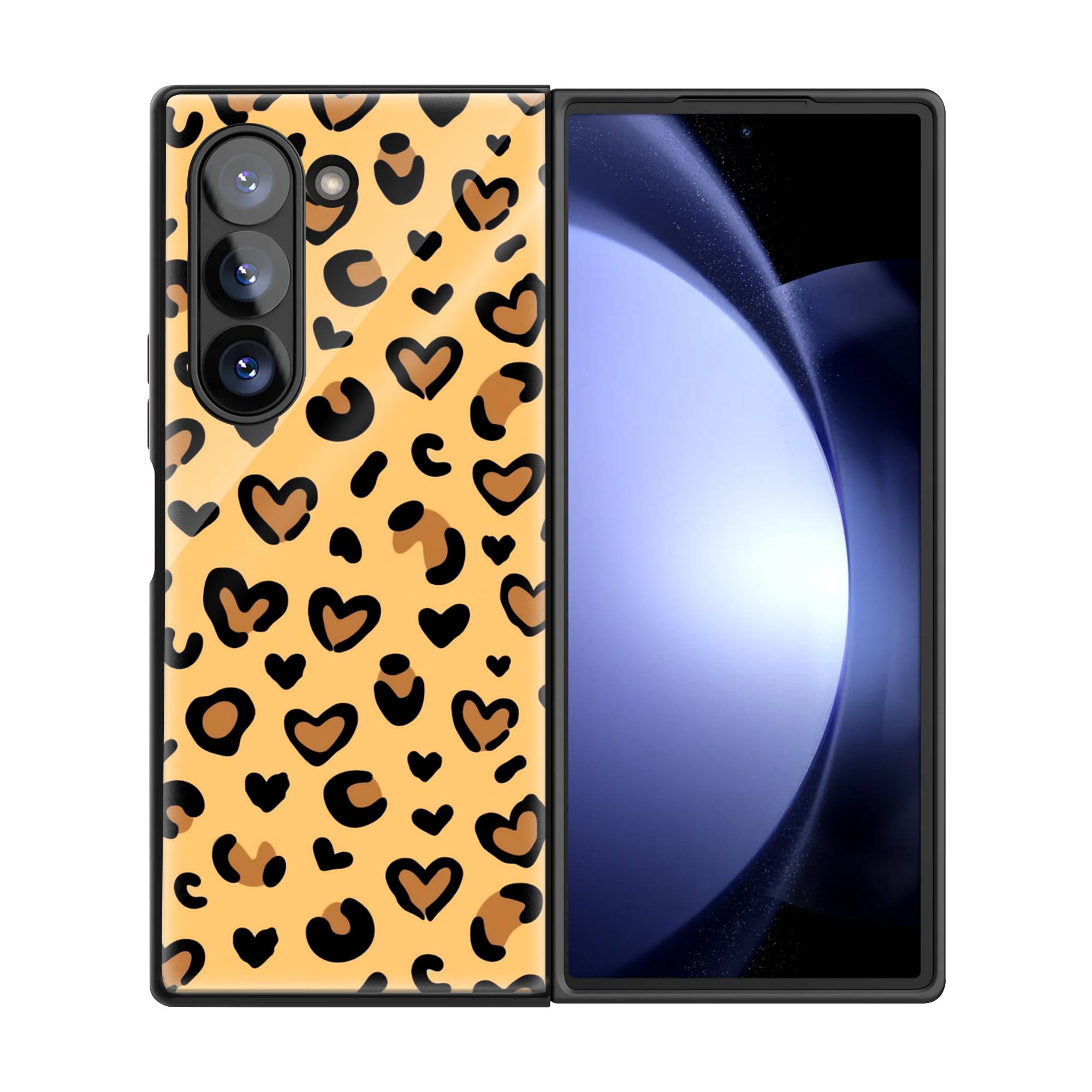 Leopard Hearts Samsung Z Fold Glass Case image 2