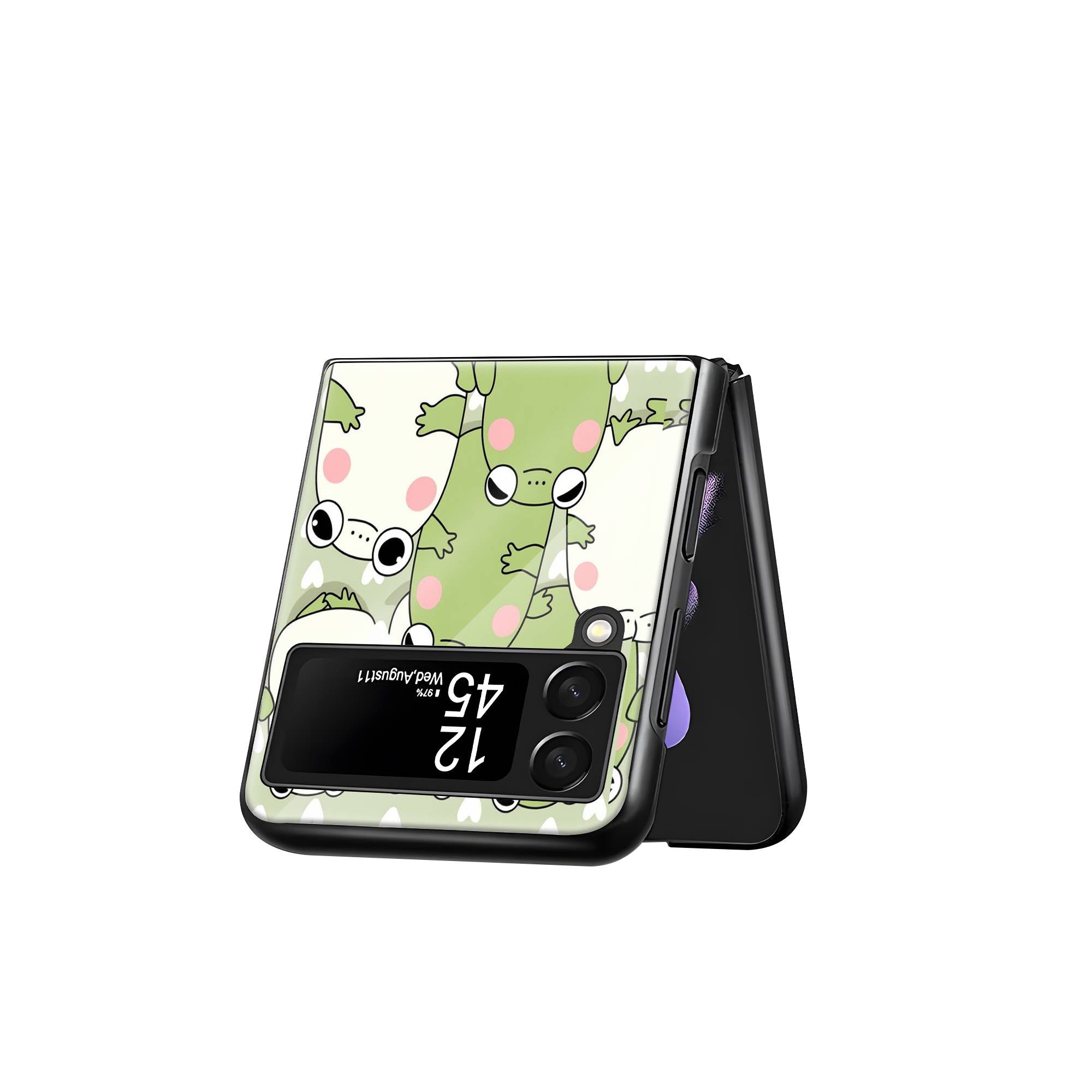 Cute Frogs Samsung Z Flip Glass Case image 2