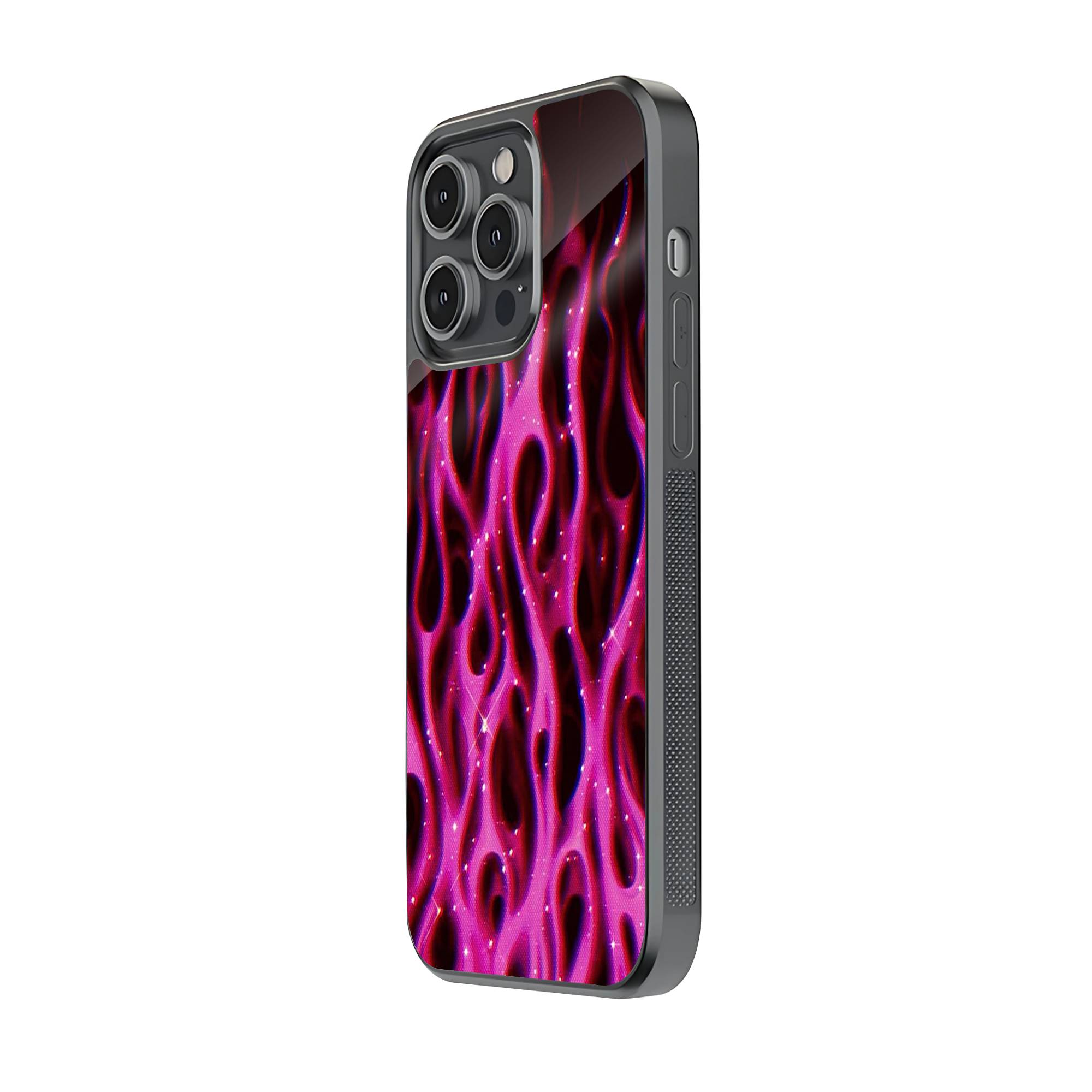 Pink Flames Glass Case