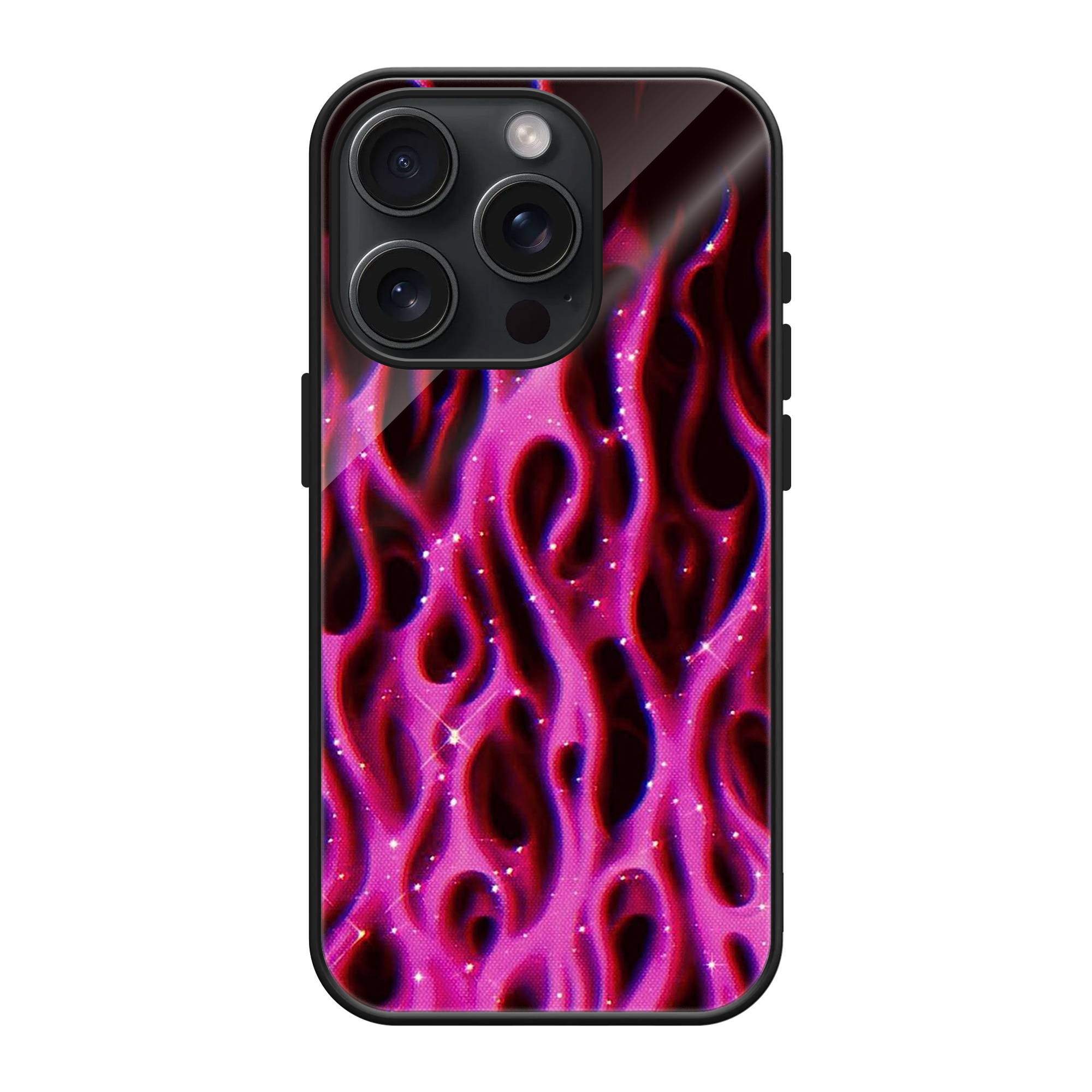 Pink Flames Glass Case