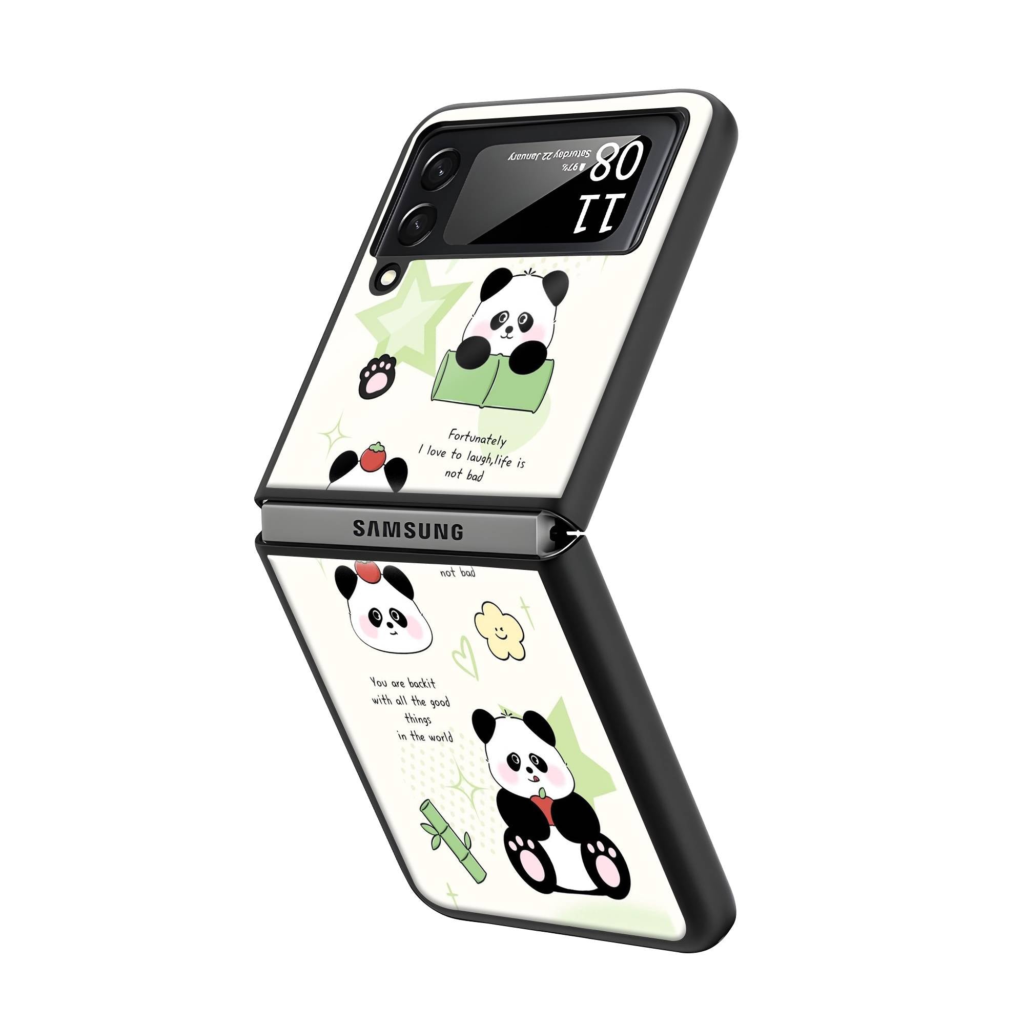 Panda Love Samsung Z Flip Glass Case image 1