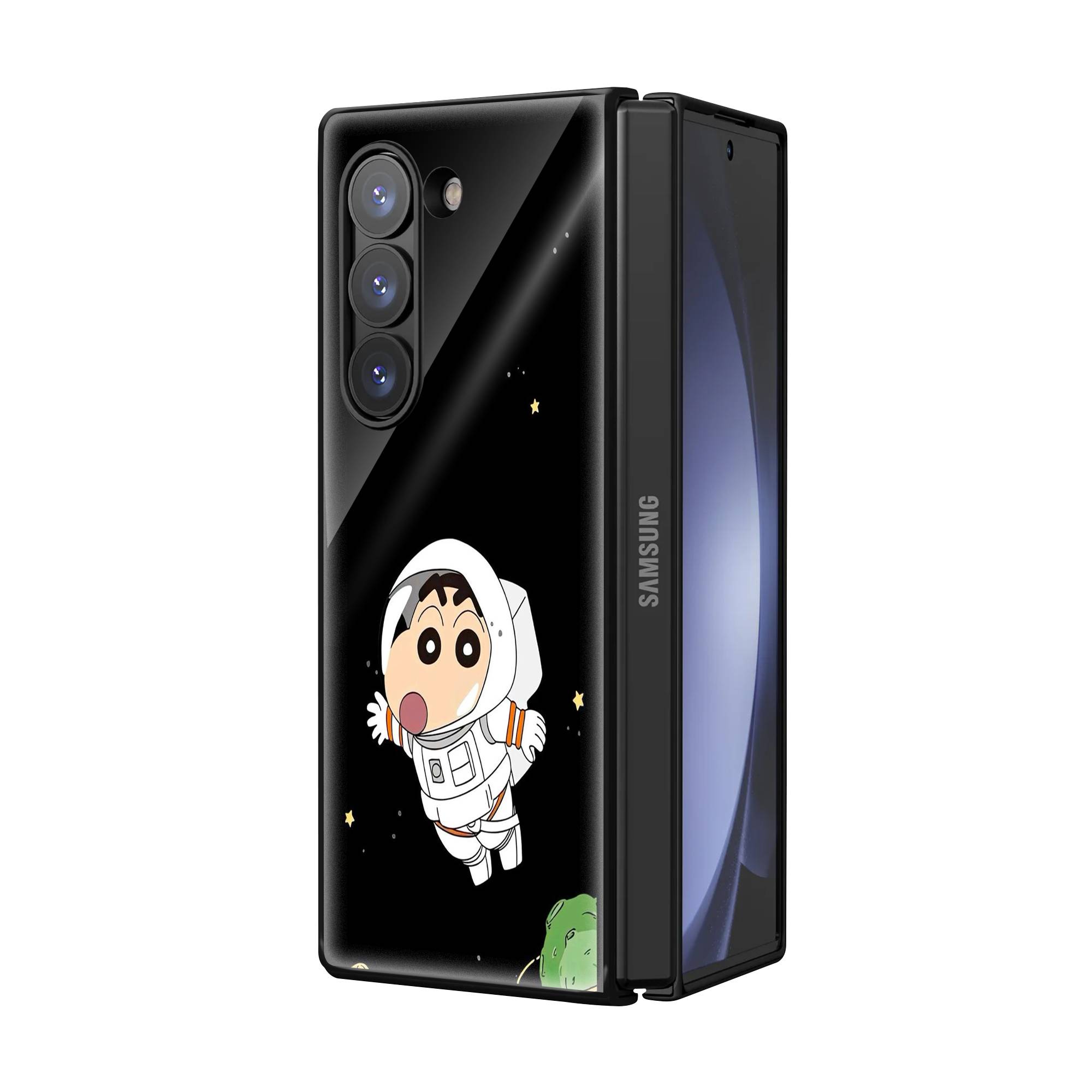 Cute Space Boy Samsung Z Fold Glass Case image 1