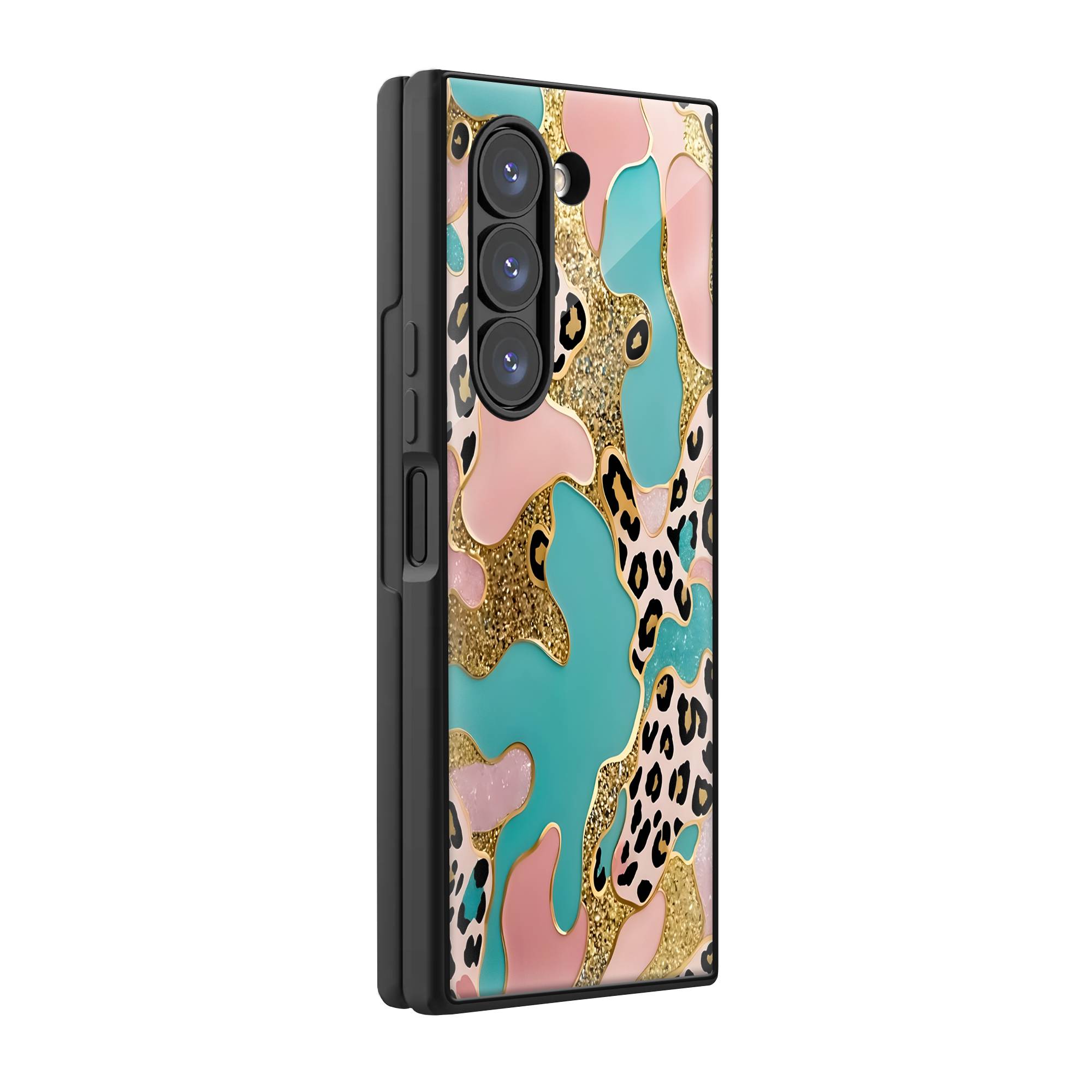 Leopard Glitter Samsung Z Fold Glass Case image 0