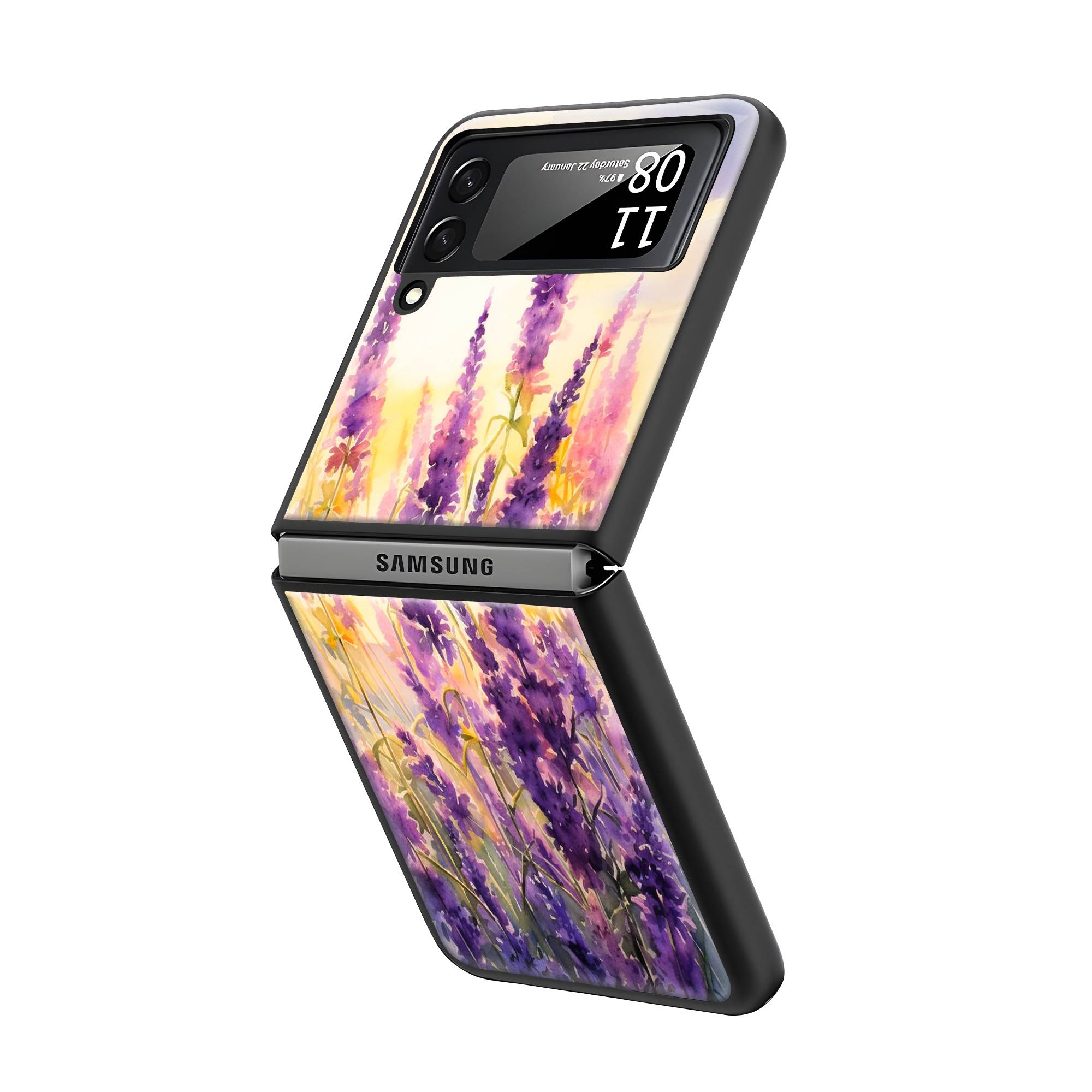 Lavender Flower Samsung Z Flip Glass Case image 1
