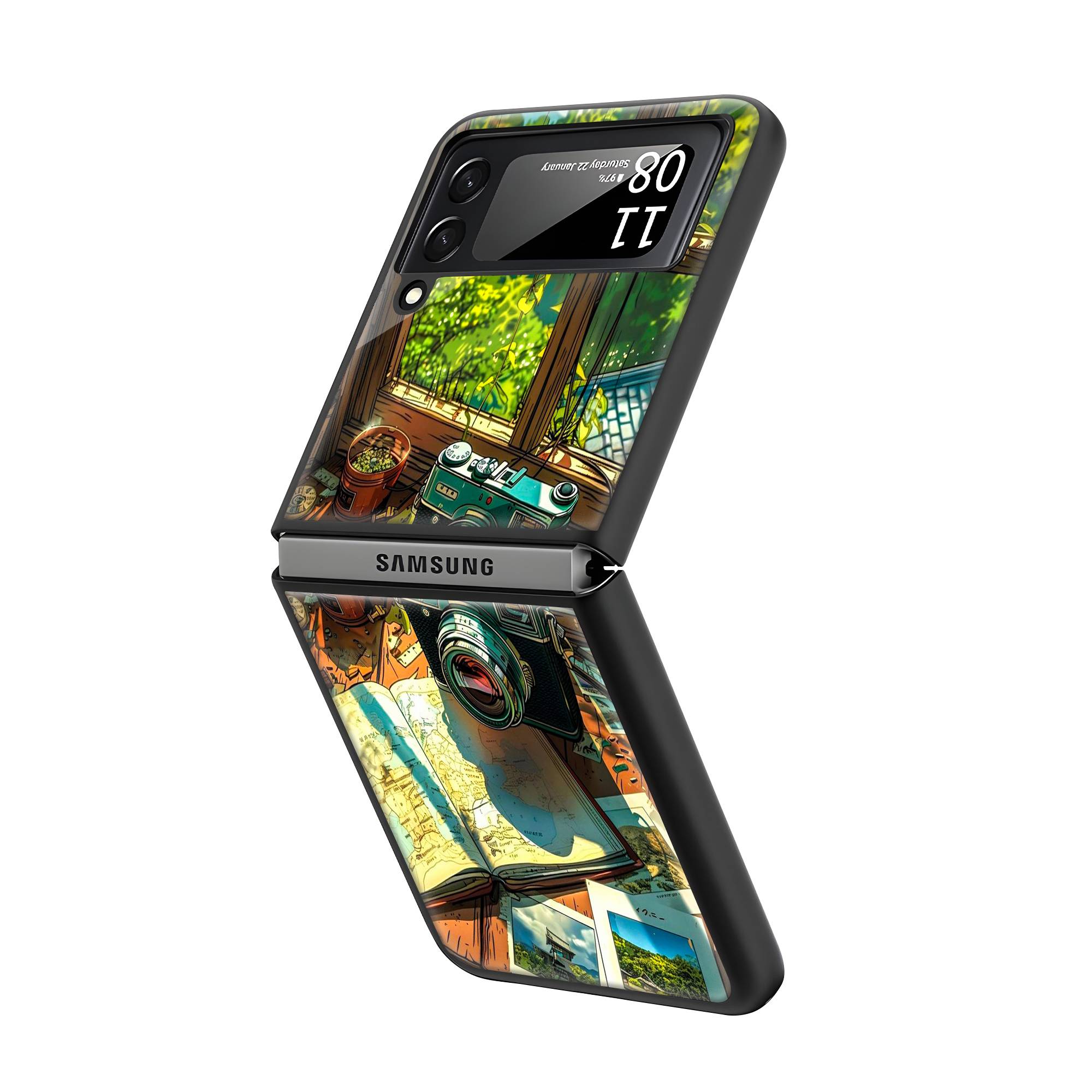 Travel Camera Samsung Z Flip Glass Case image 1