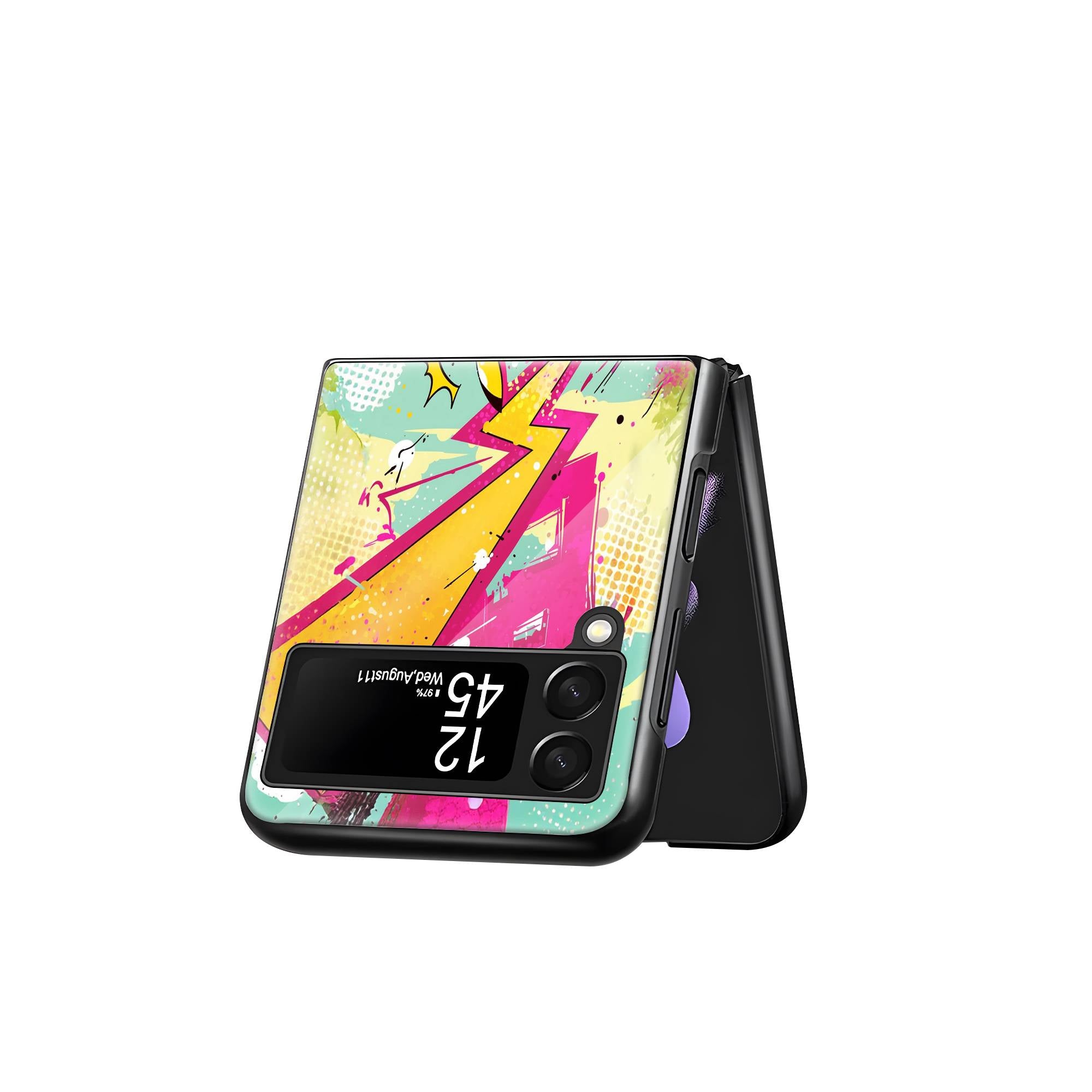 Comic Pikachu Samsung Z Flip Glass Case image 2