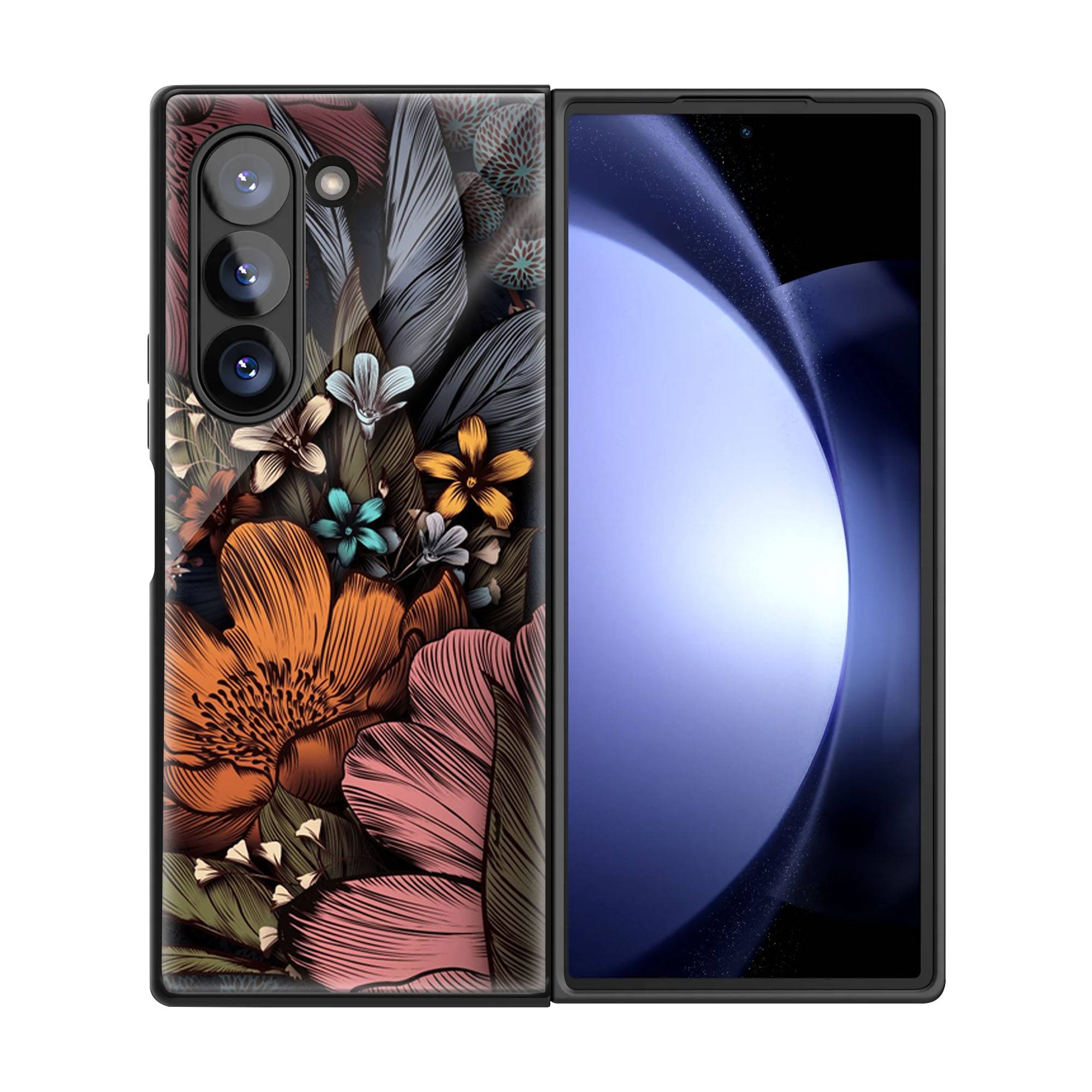 Vintage Floral Pattern Samsung Z Fold Glass Case image 2