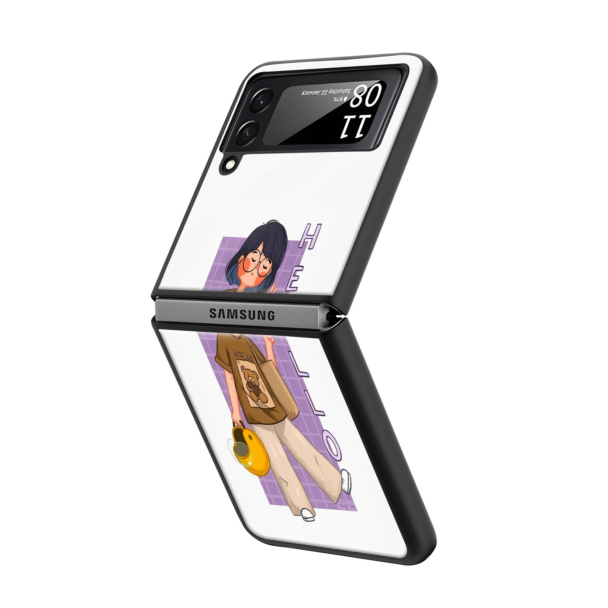 Hello Samsung Z Flip Glass Case image 1