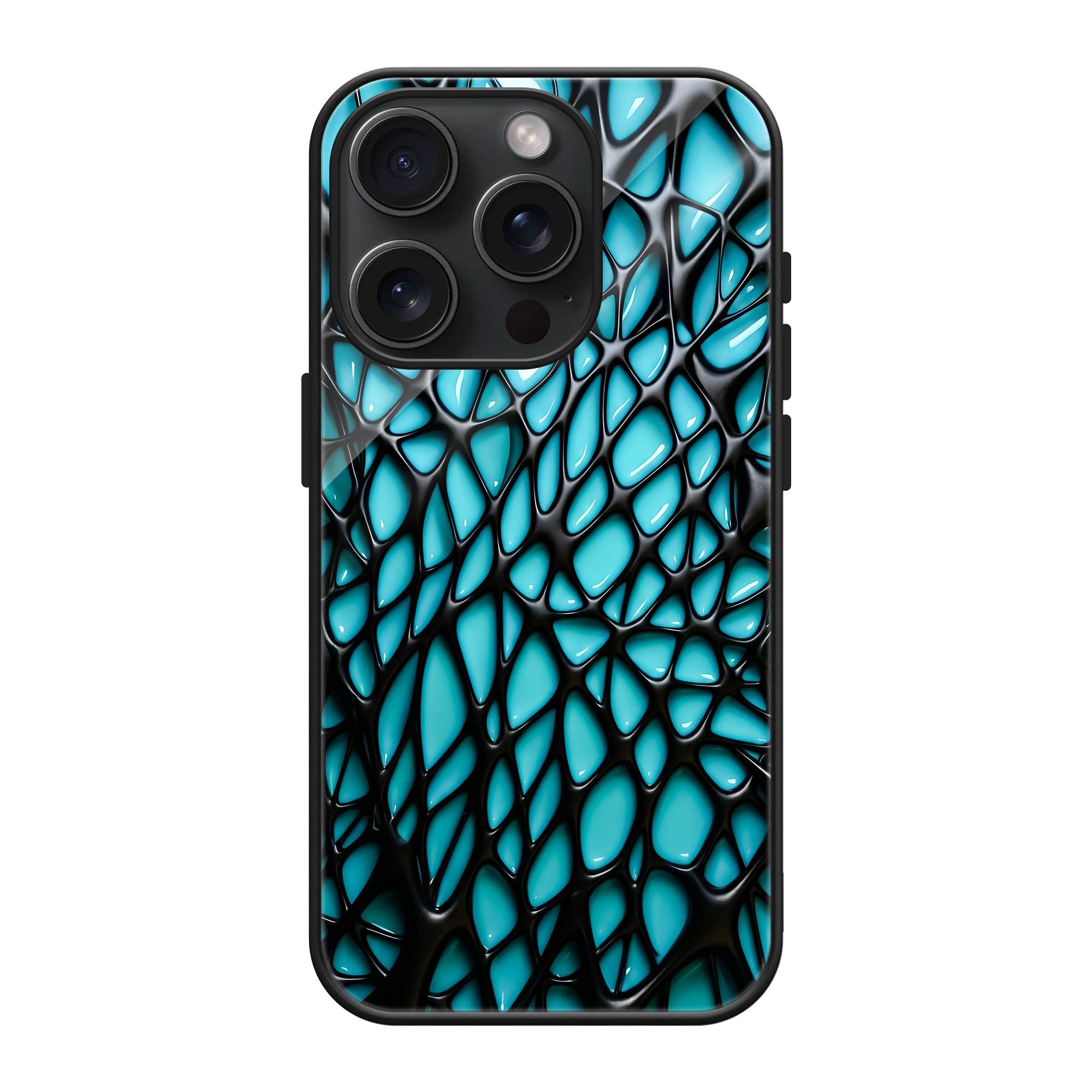 Cyan Grid Glass Case