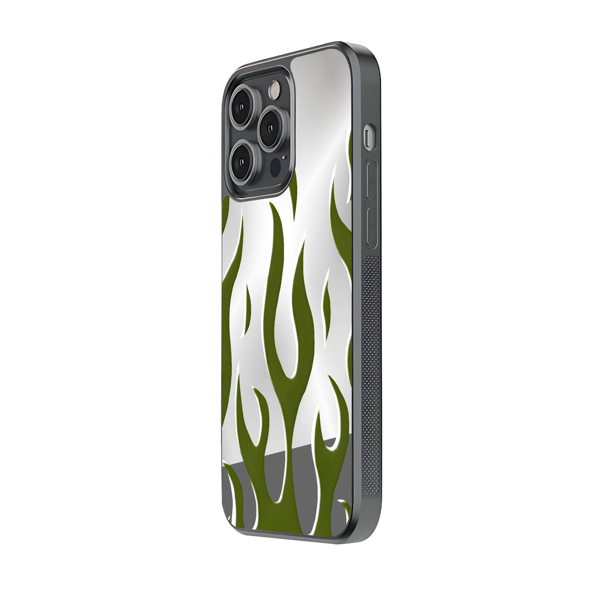 Green Flame Mirror Case
