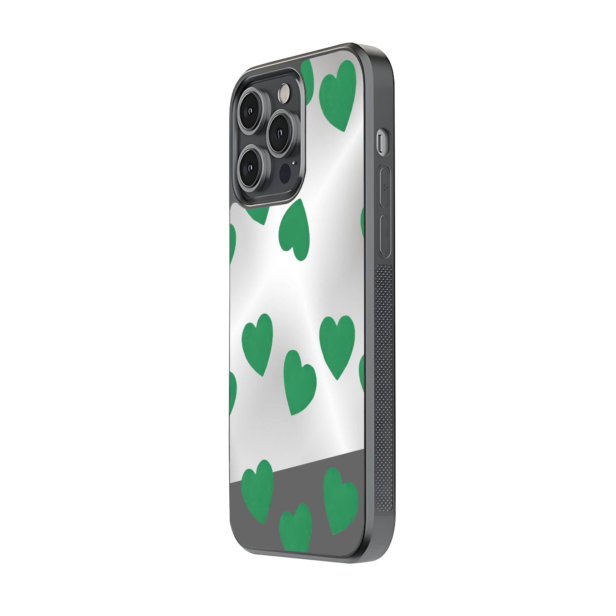 Green Hearts Mirror Case