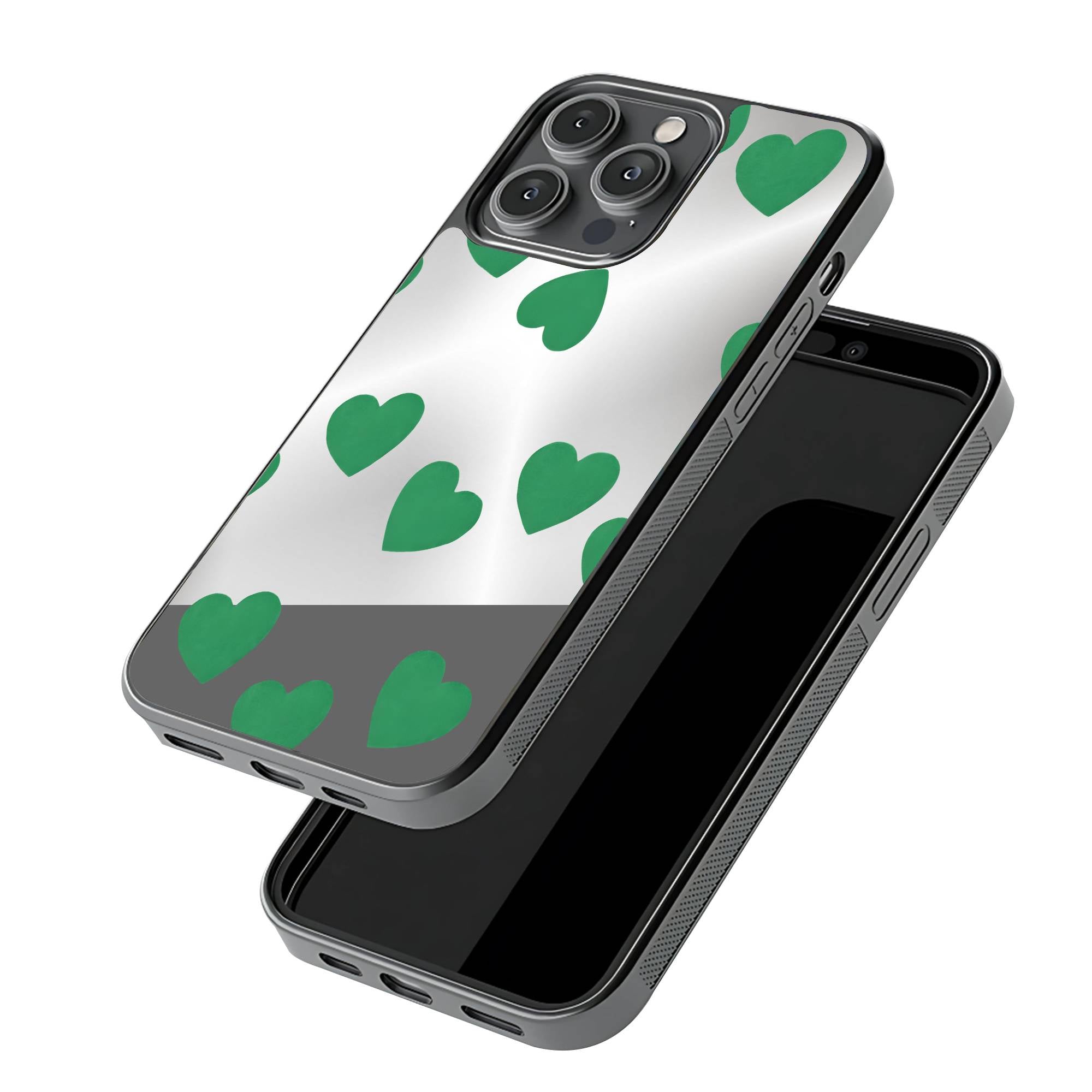 Green Hearts Mirror Case